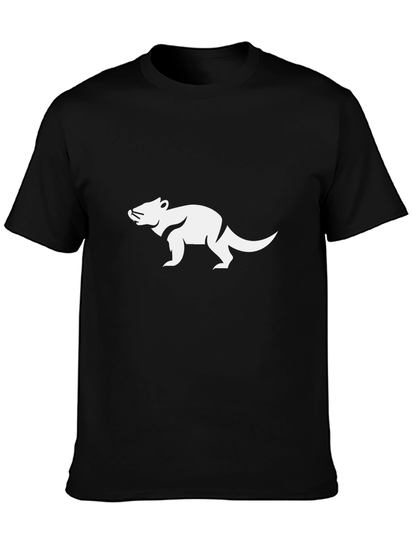 Black Cool Opossum Graphic Tee - Black Cotton T-Shirt view 3