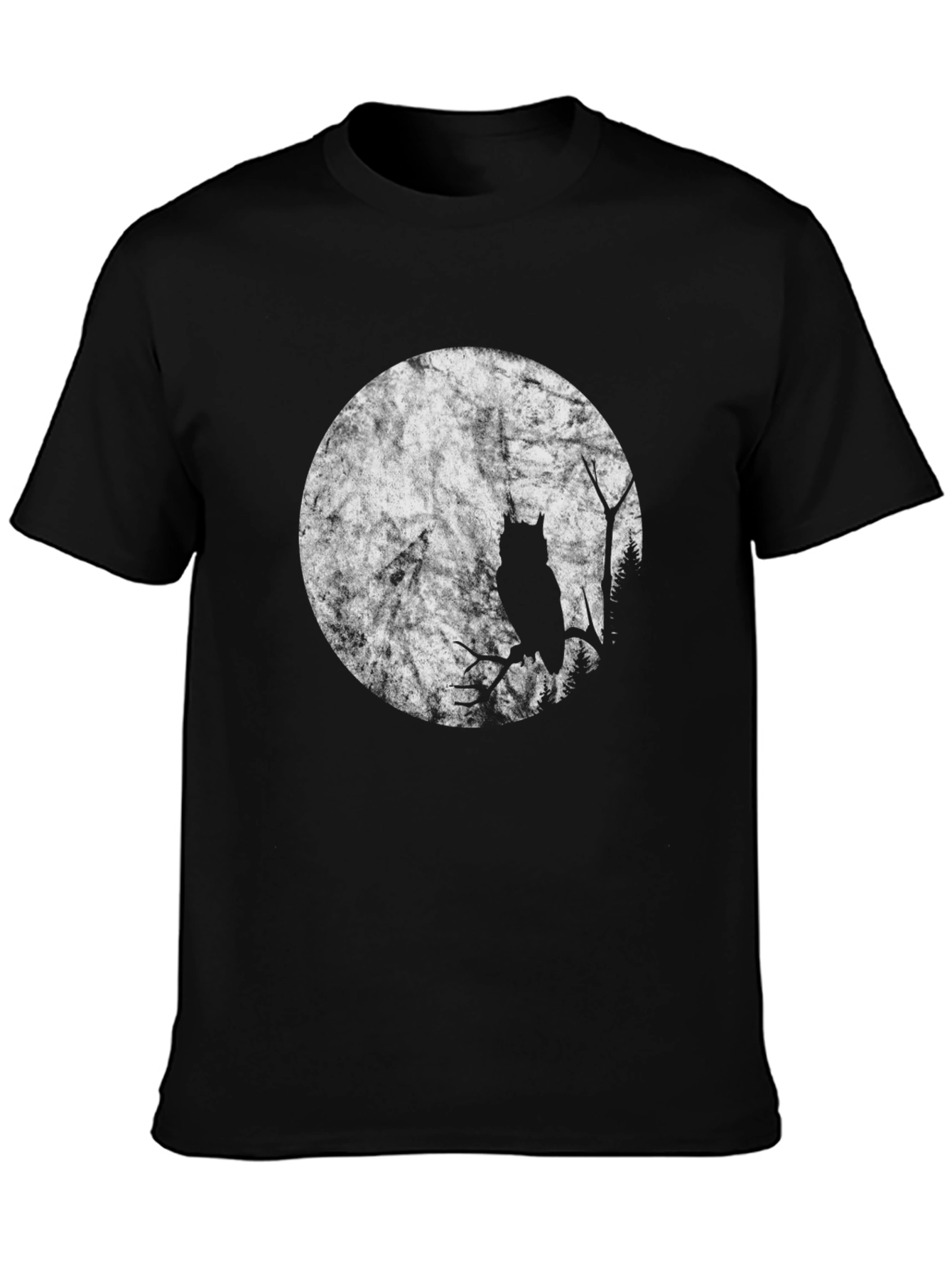 Black Owl Moon Graphic T-Shirt - Black Cotton Tee view 3