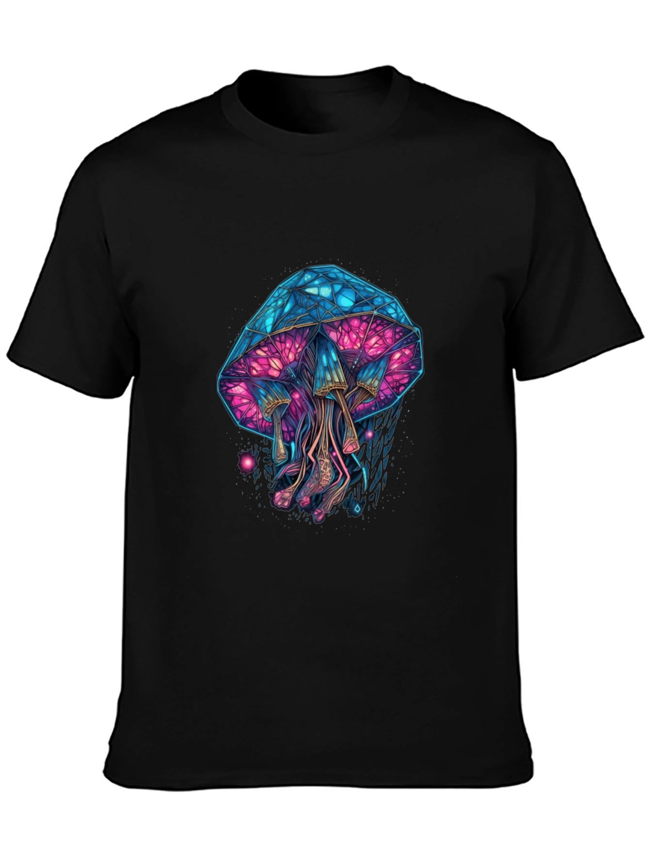 Black Psychedelic Mushroom Graphic Tee view 3