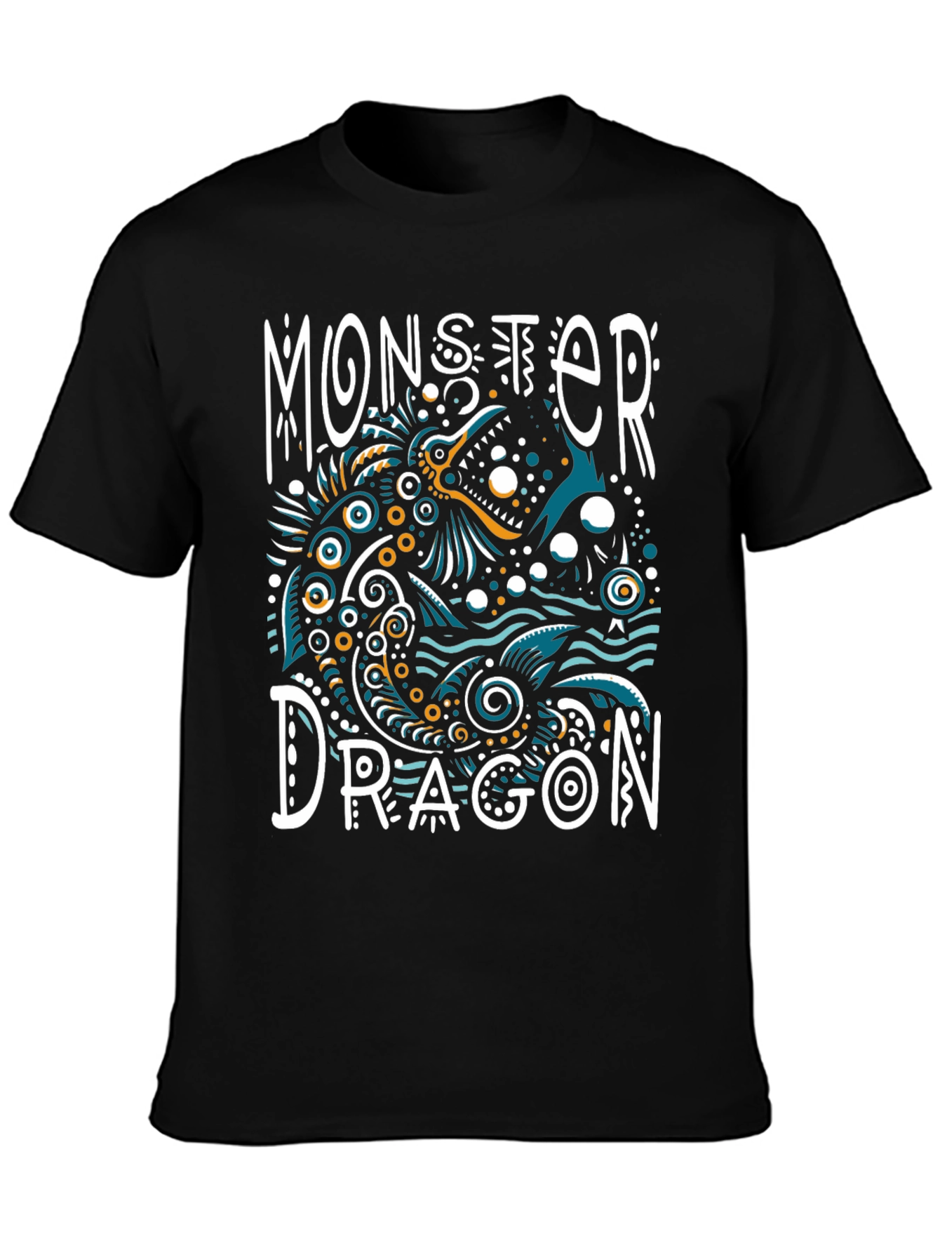 Black Monster Dragon Graphic Tee - Unique Art T-Shirt view 3