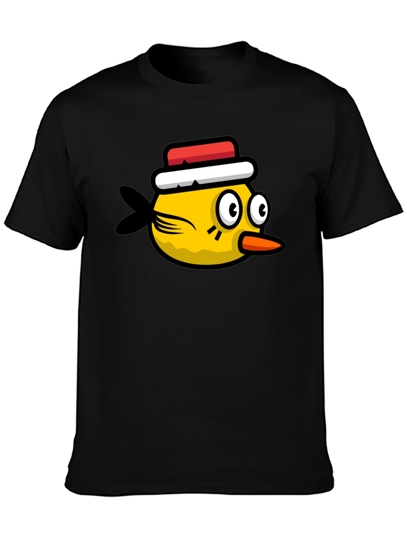 Black Funny Bird Graphic Tee - Black Cotton T-Shirt view 3