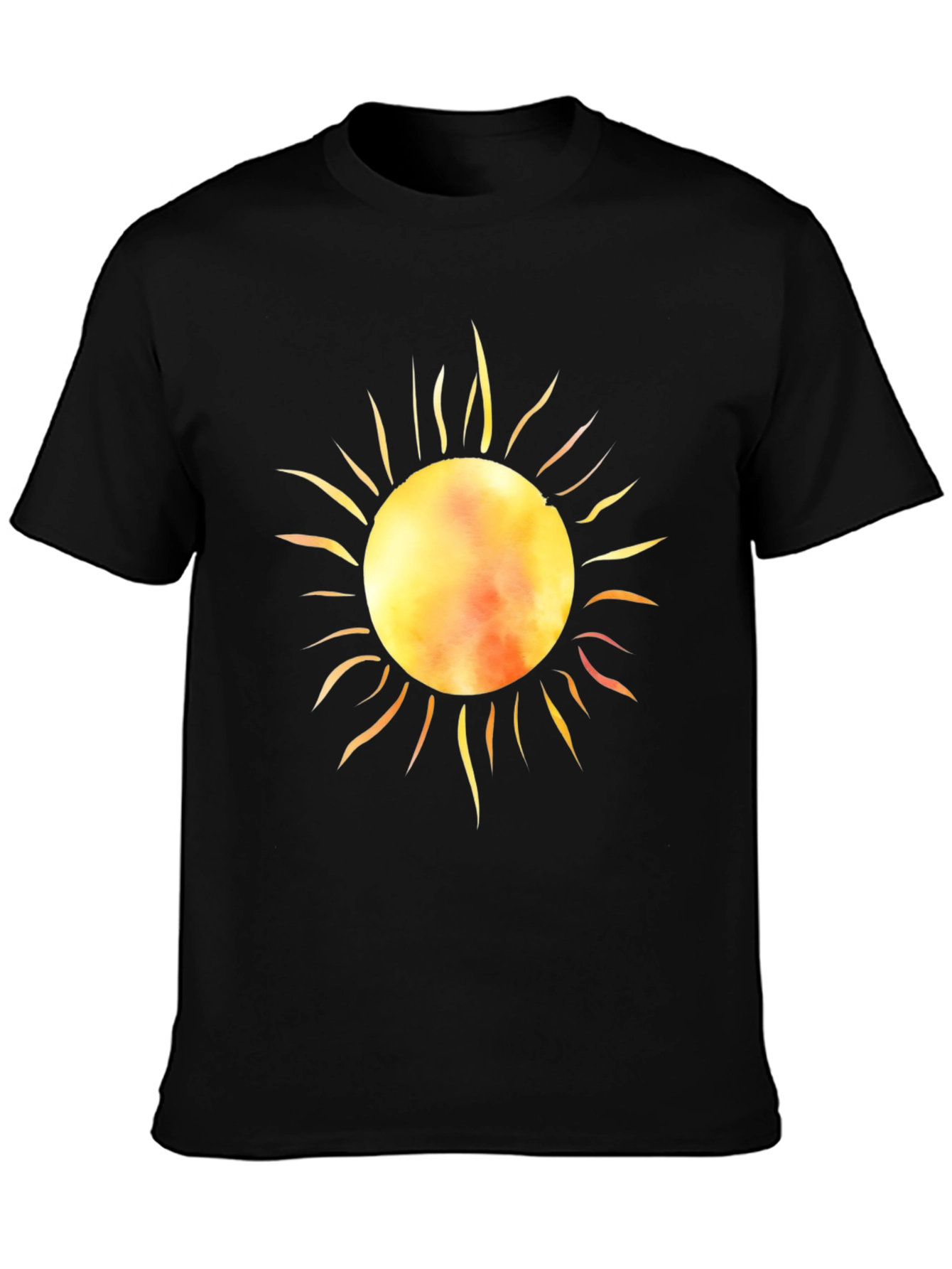 Black Radiant Sun Graphic Tee - Black Cotton T-Shirt view 3