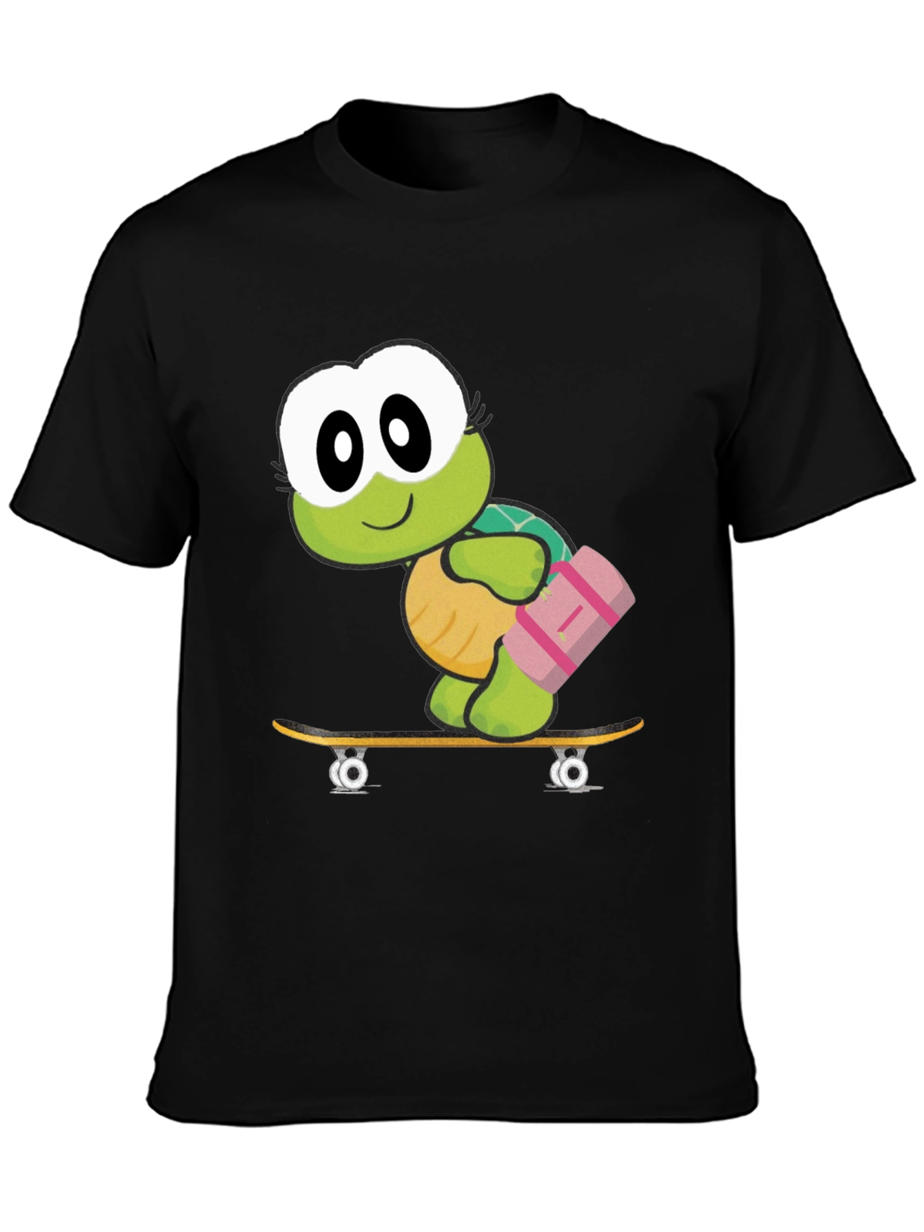 Black Turtle on Skateboard Graphic T-Shirt view 3