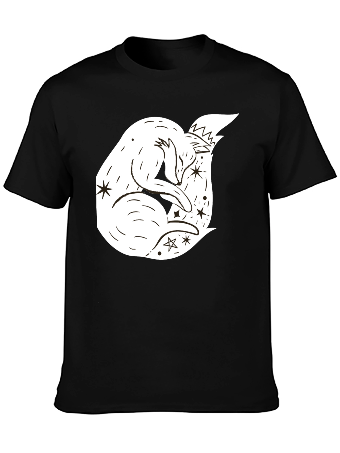 Black Dreamy Fox Graphic Tee - Black Unisex T-Shirt view 3