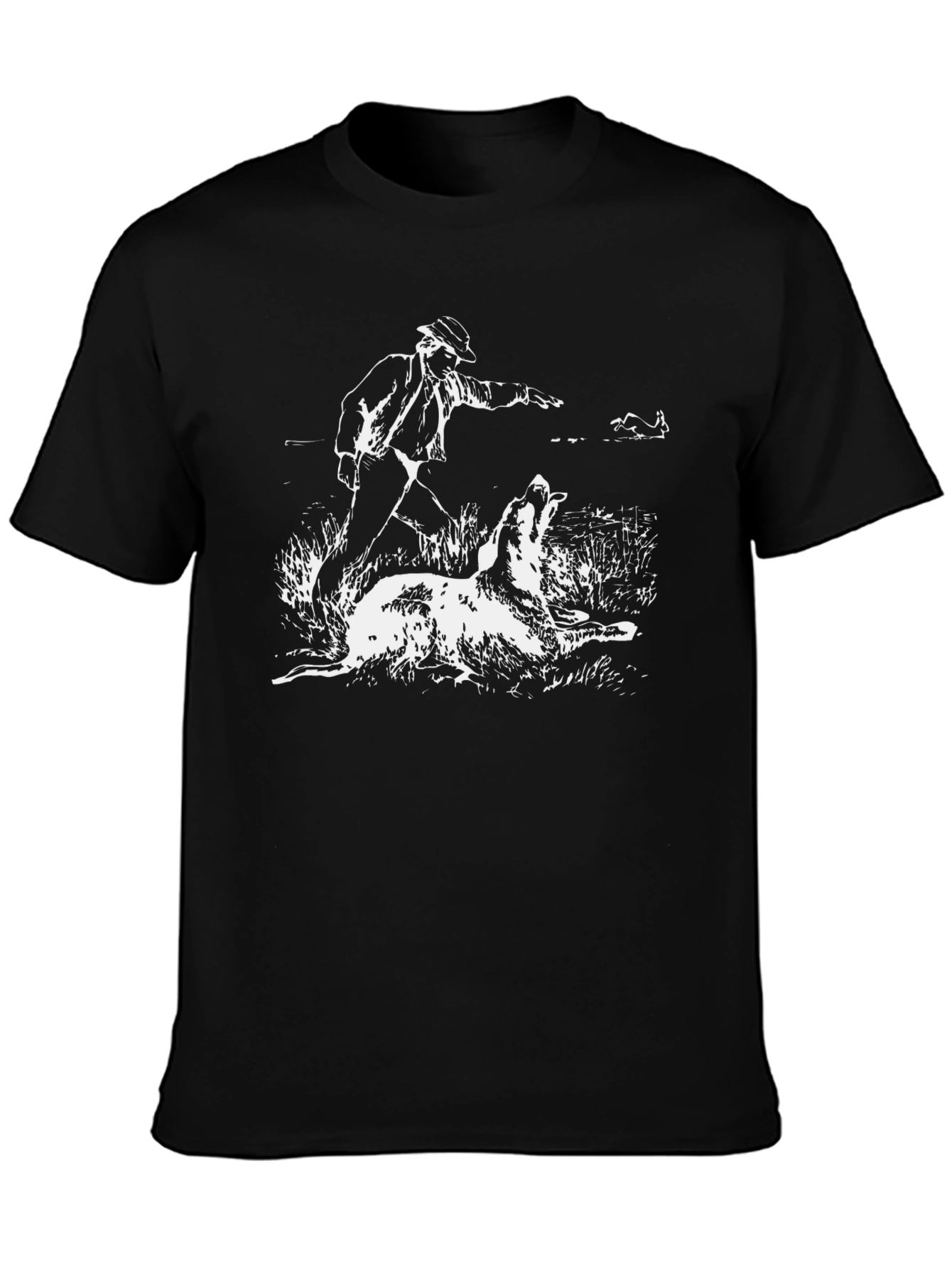 Black Vintage Hunter & Dog Graphic Tee view 3