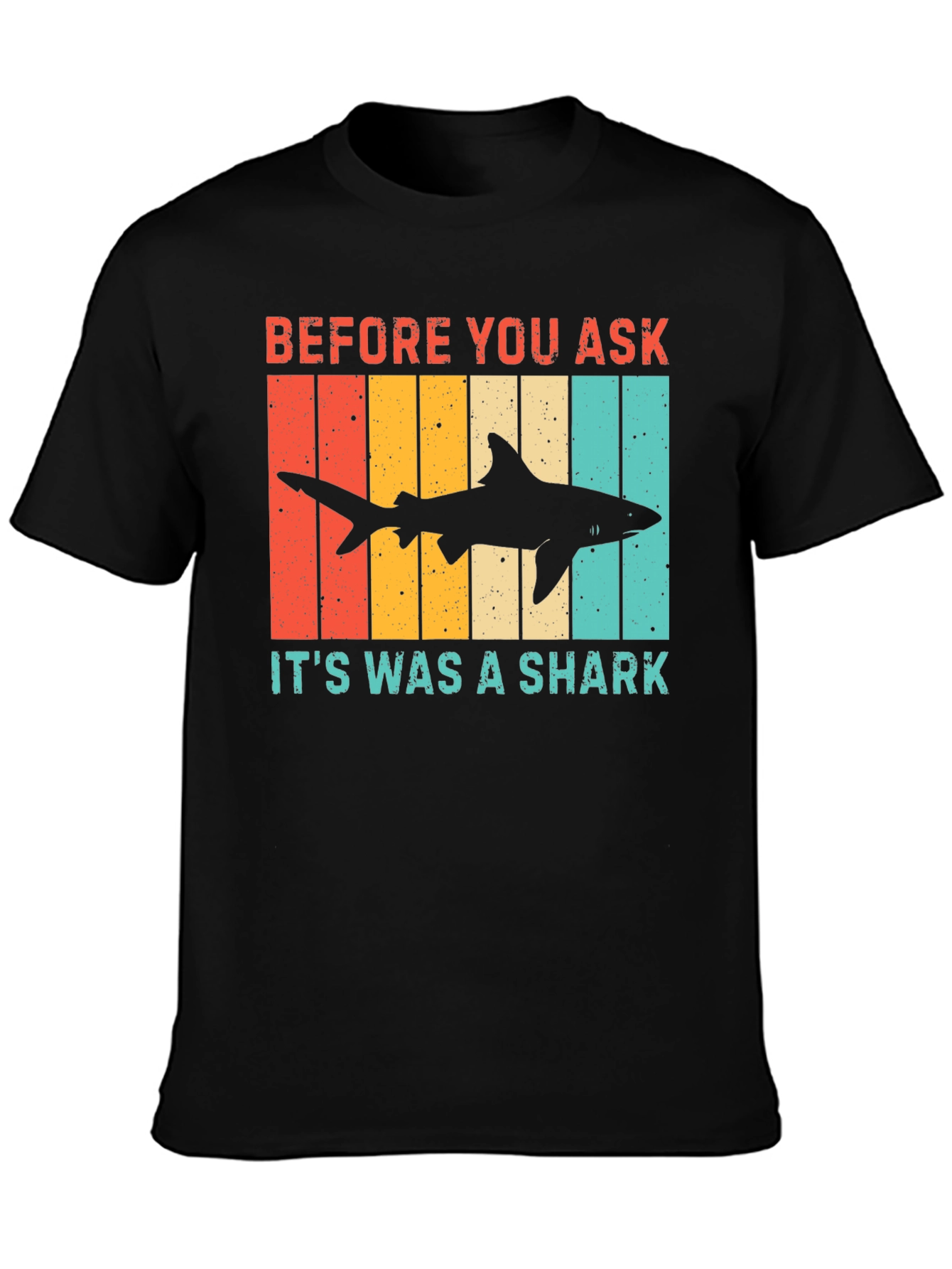 Black Retro Shark T-Shirt - Before You Ask Funny Tee view 3