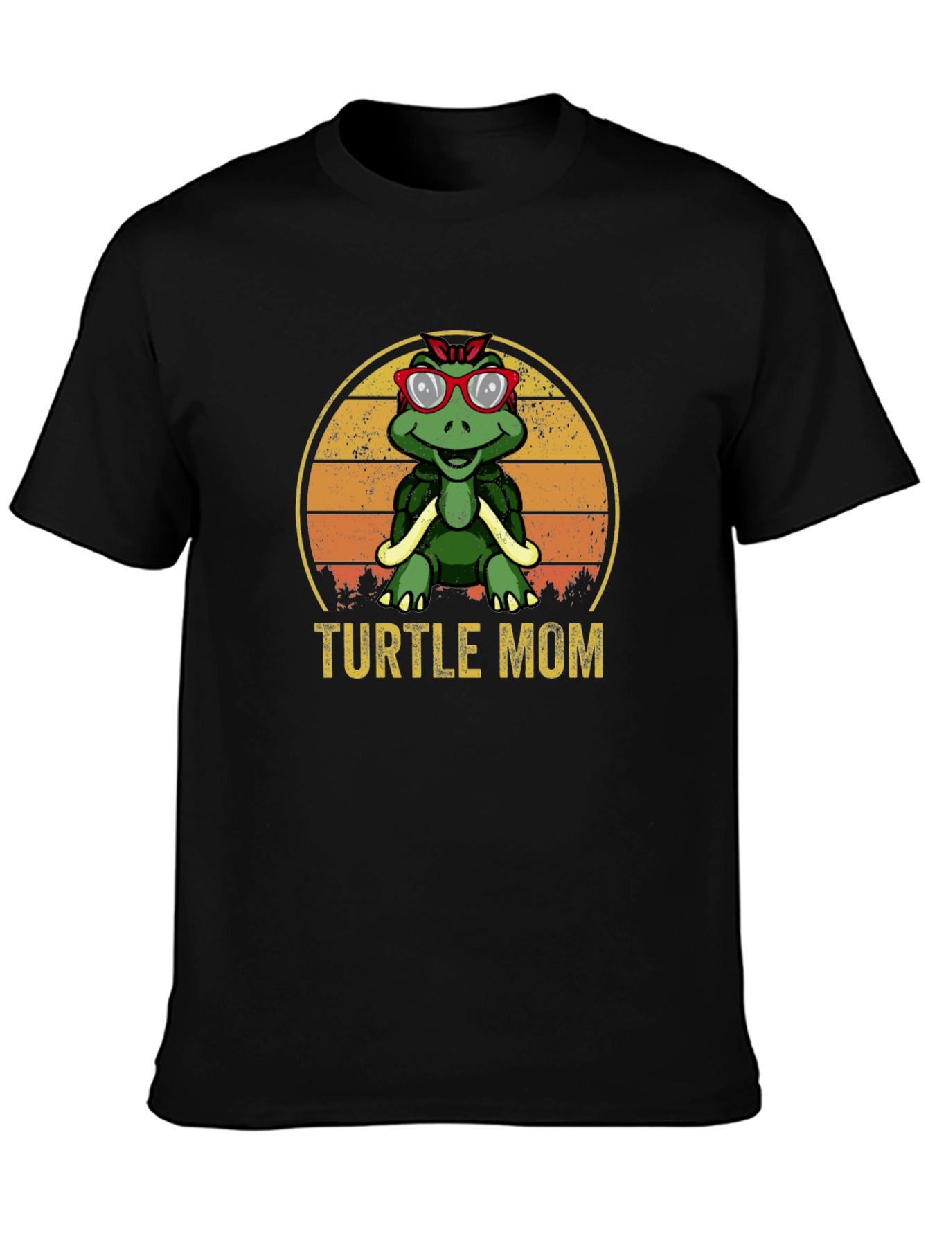 Black Turtle Mom Graphic T-Shirt - Retro Style view 3