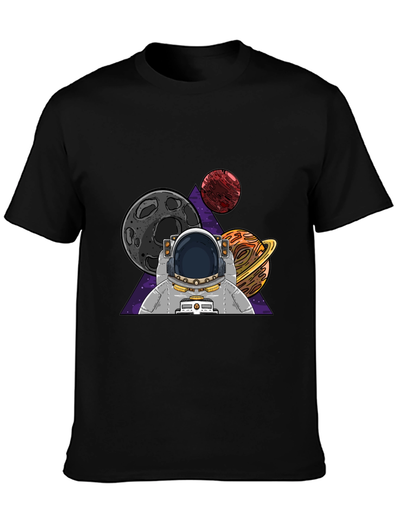 Black Astronaut & Planets Graphic T-Shirt view 3