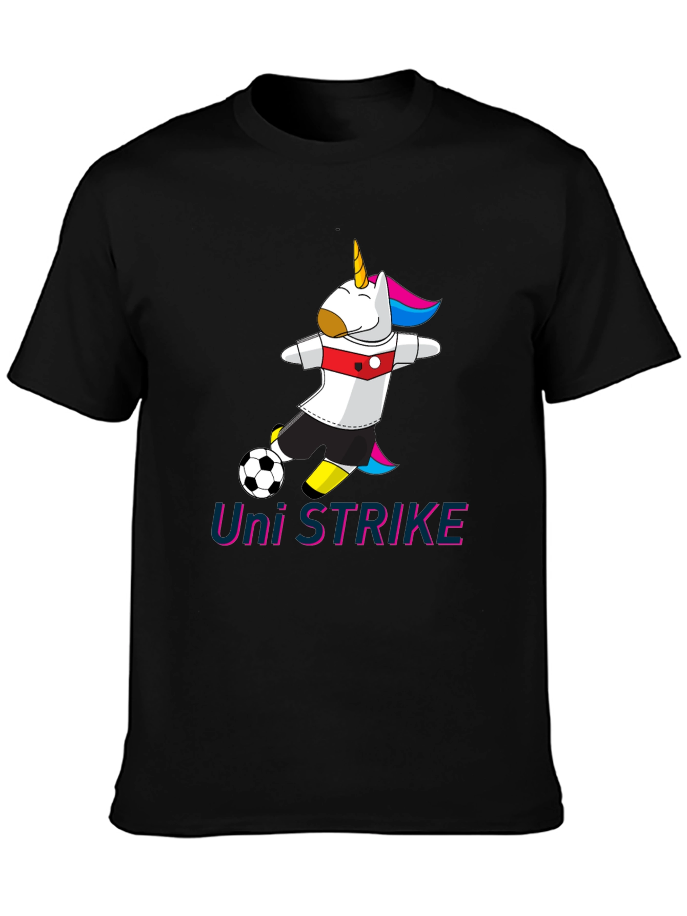 Black Uni Strike Soccer T-Shirt - Black Cotton Blend view 3