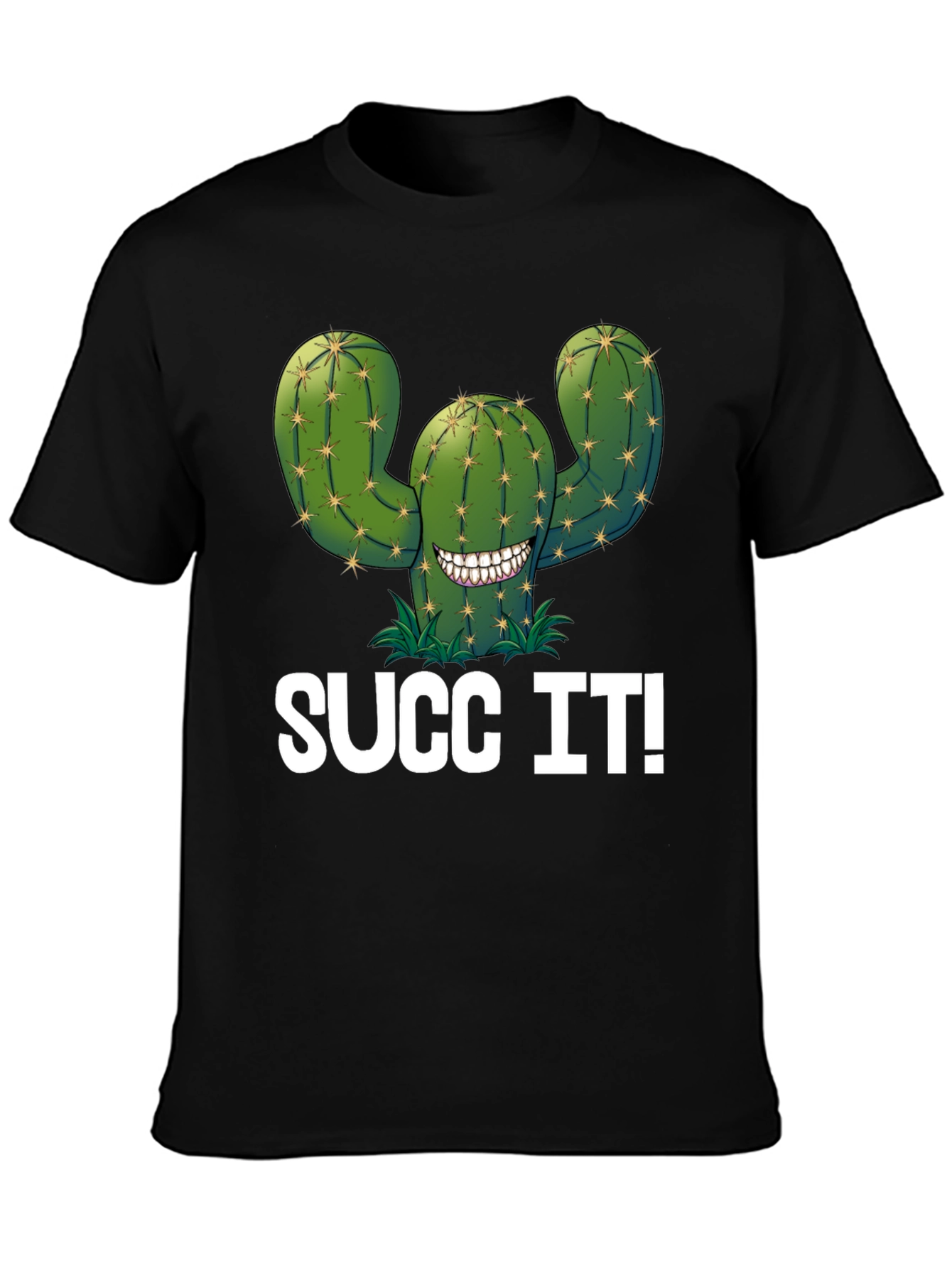 Black Succ It! Cactus Graphic T-Shirt - Novelty Tee view 3