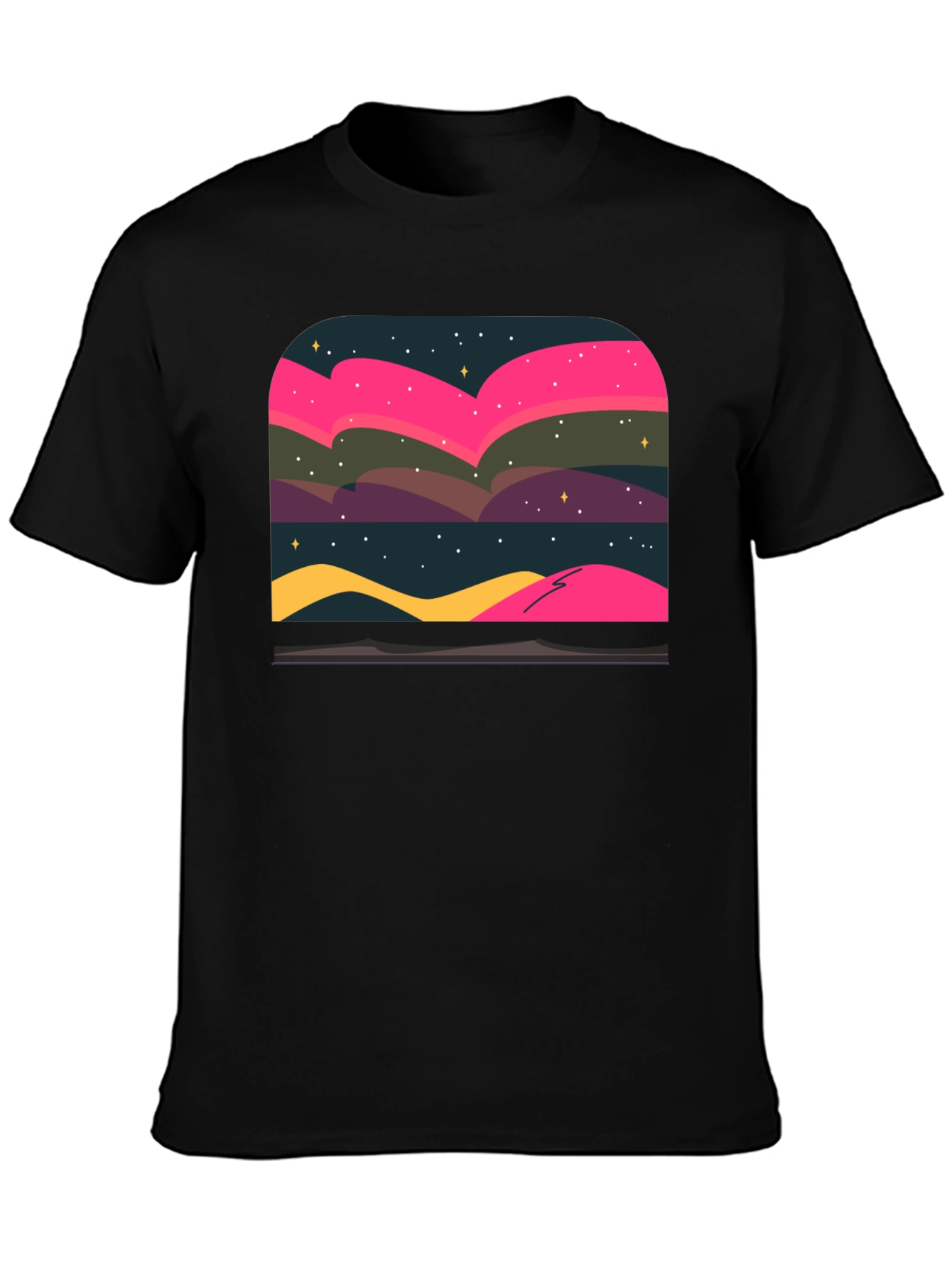 Black Northern Lights Graphic Tee - Black view 3