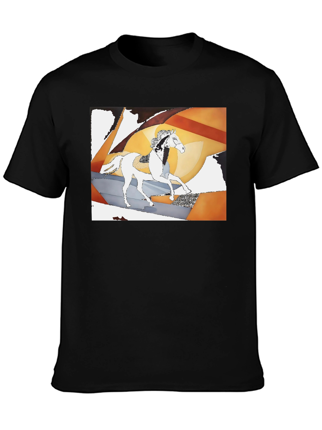 Black Abstract Horse Graphic Tee - Stylish Black T-Shirt view 3