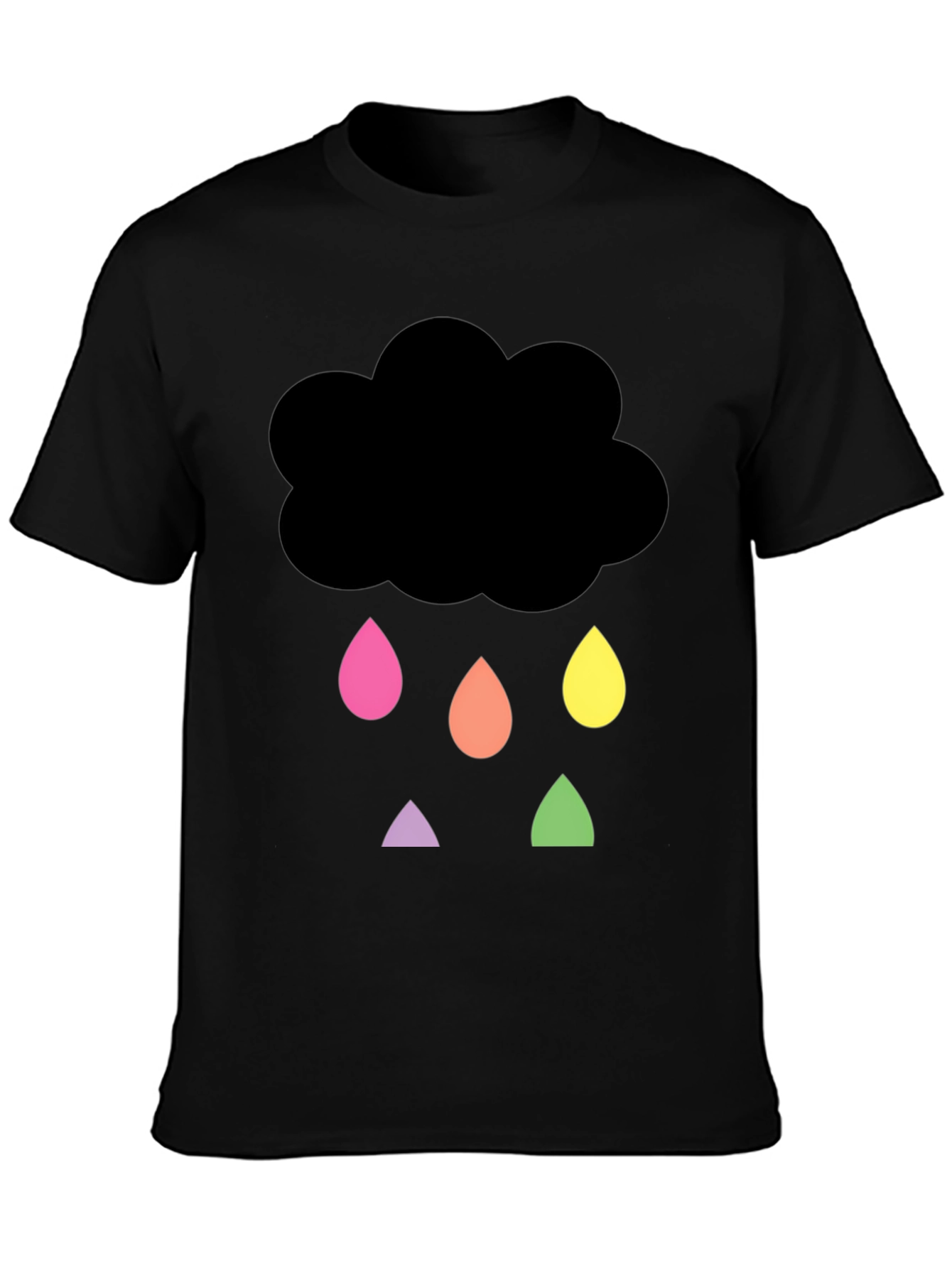 Black Rainy Cloud Graphic Tee - Unisex Black T-Shirt view 3