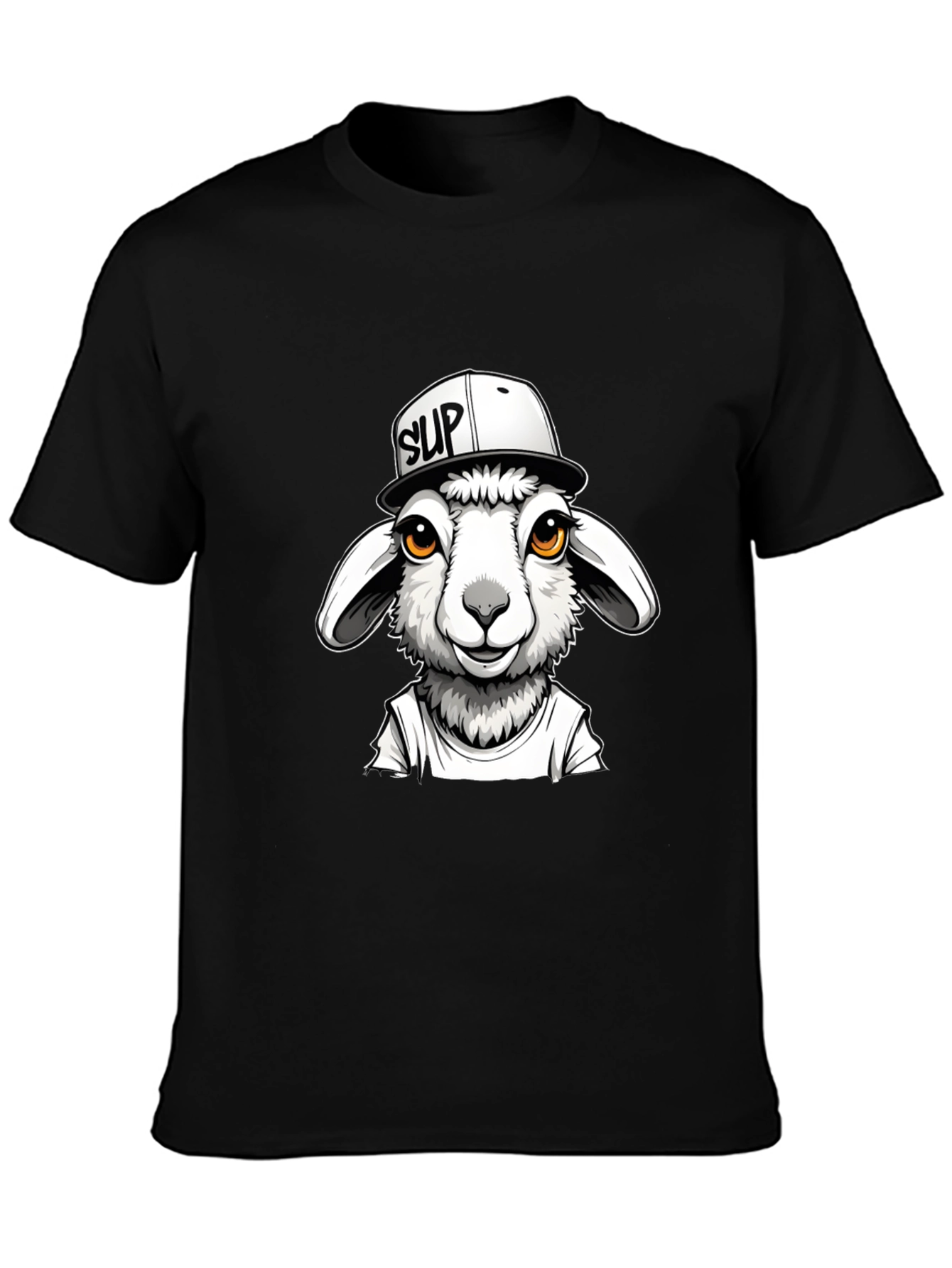 Black Cool Sheep Graphic Tee - Black Casual T-Shirt view 3