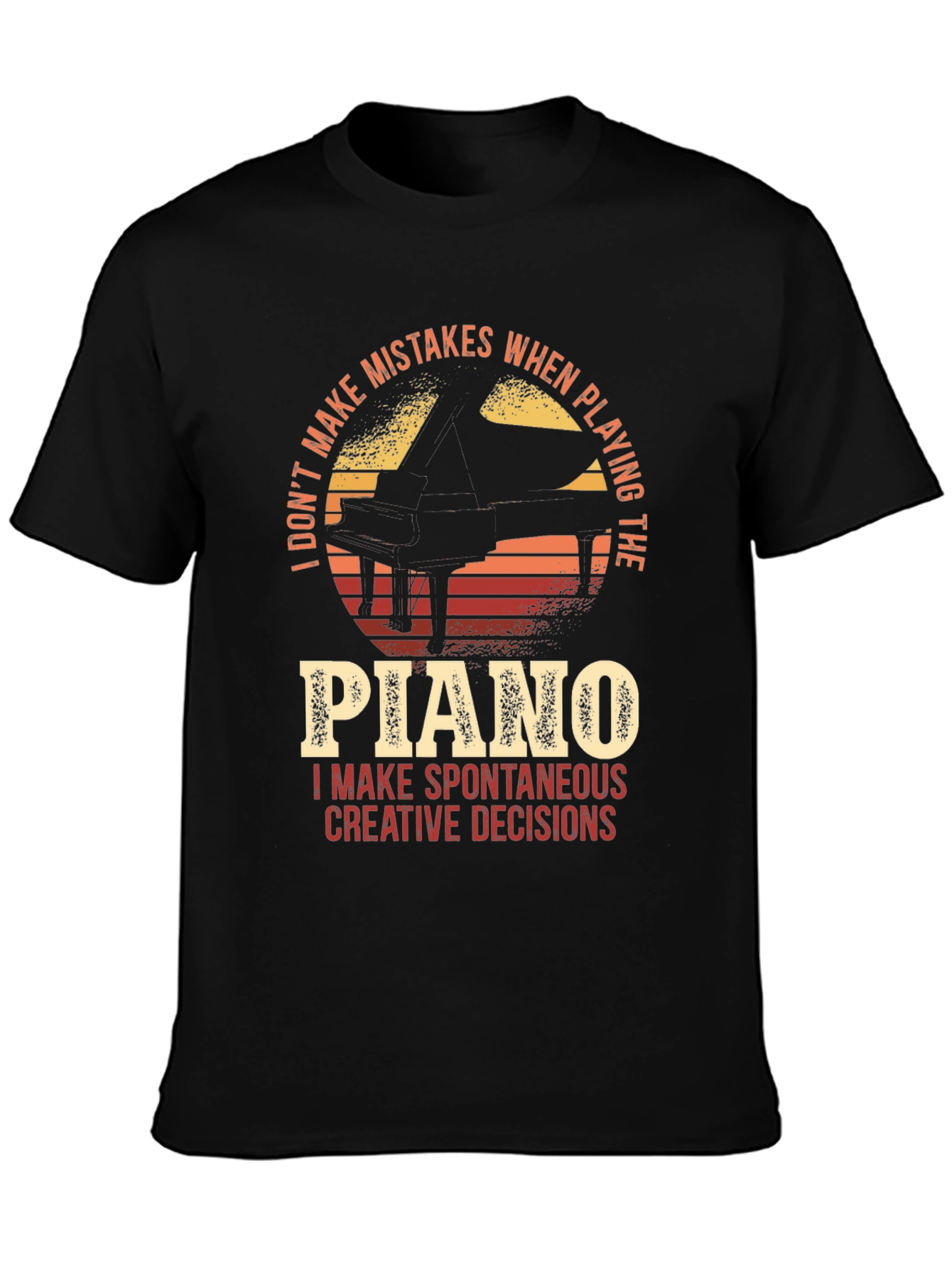 Black Piano Creative Decisions Graphic T-Shirt view 3