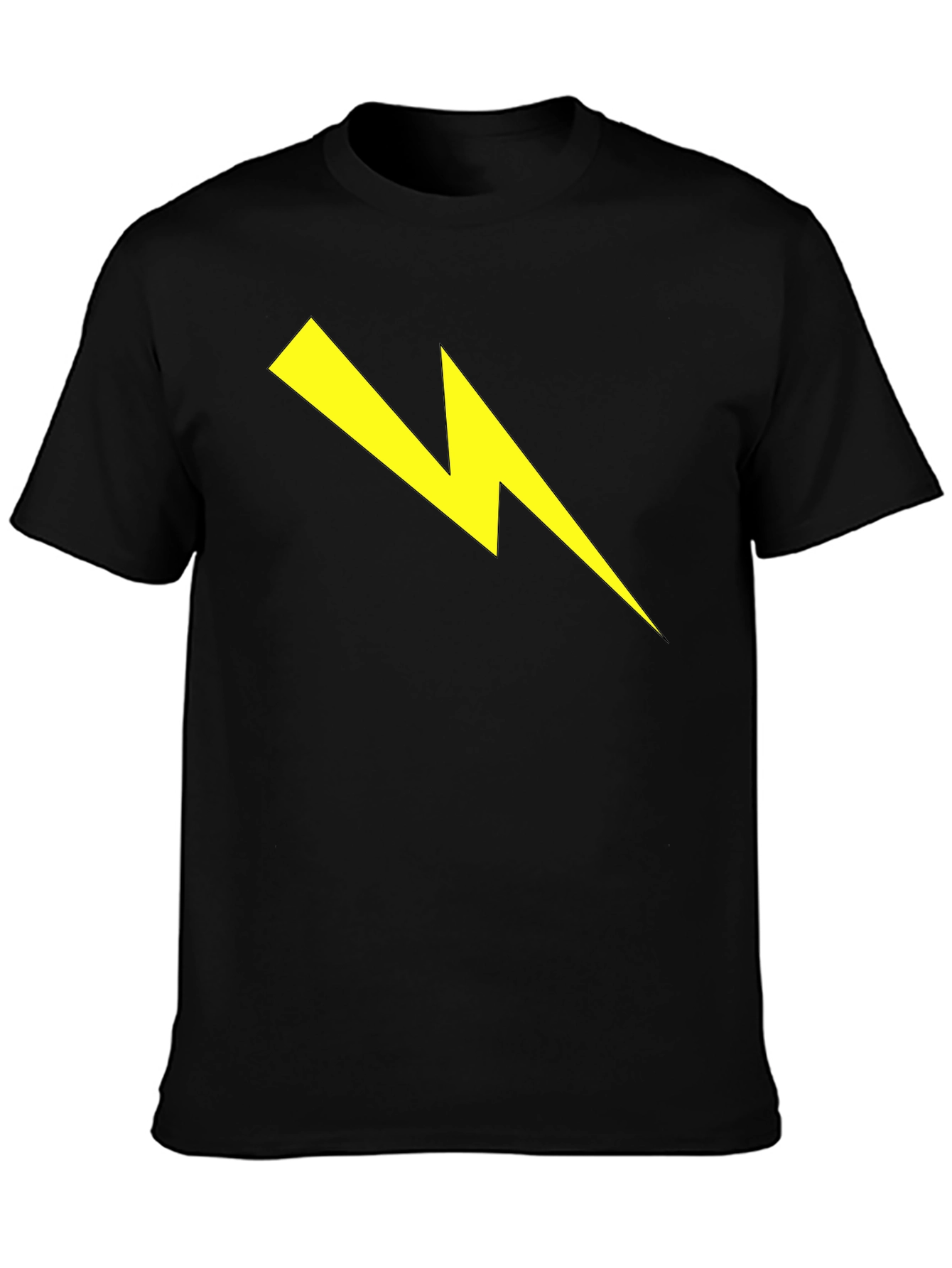 Black Lightning Bolt Graphic Tee - Striking Black Cotton T-Shirt view 3