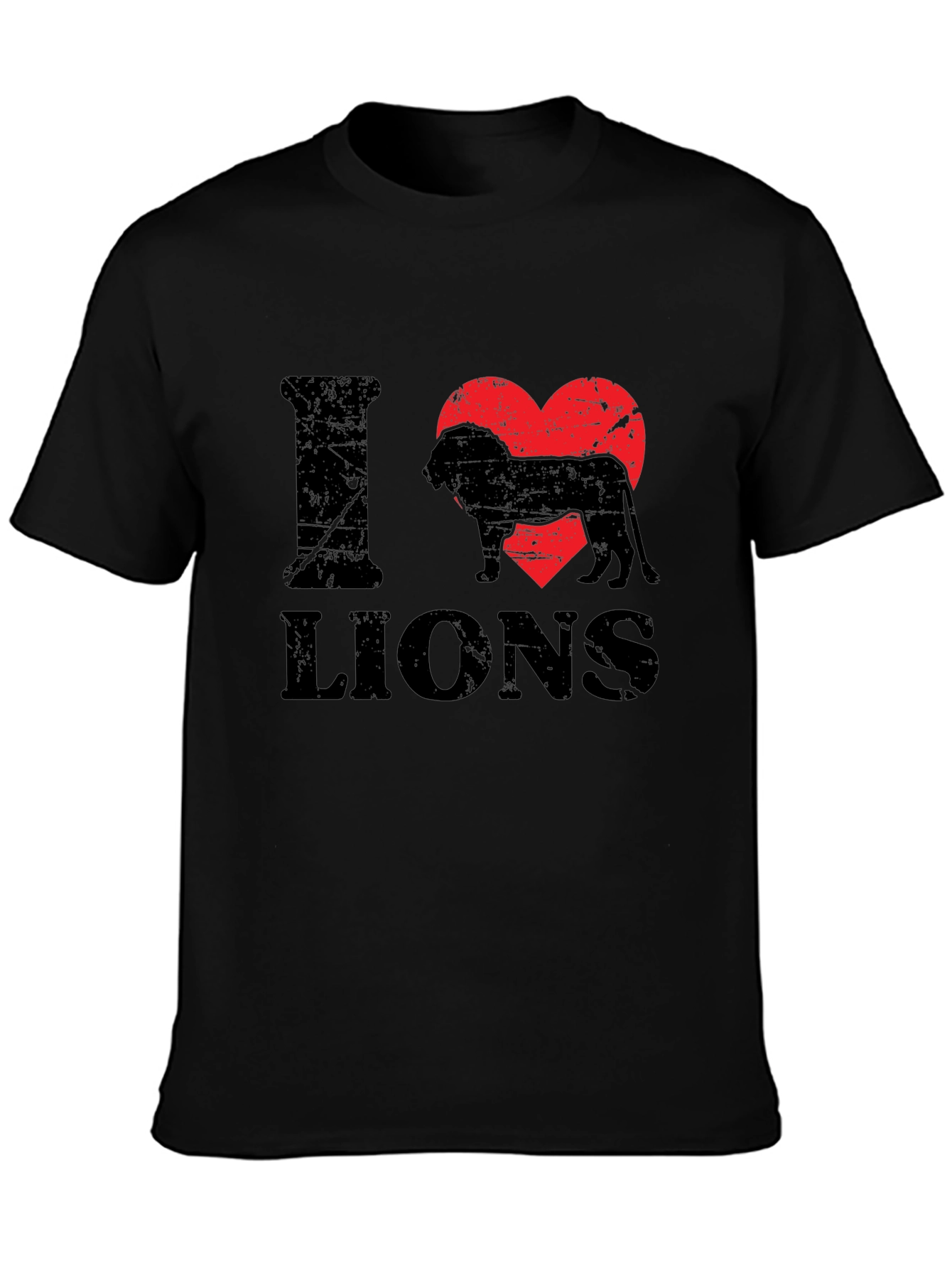 Black I Heart Lions Black T-Shirt - Animal Lover Tee view 3