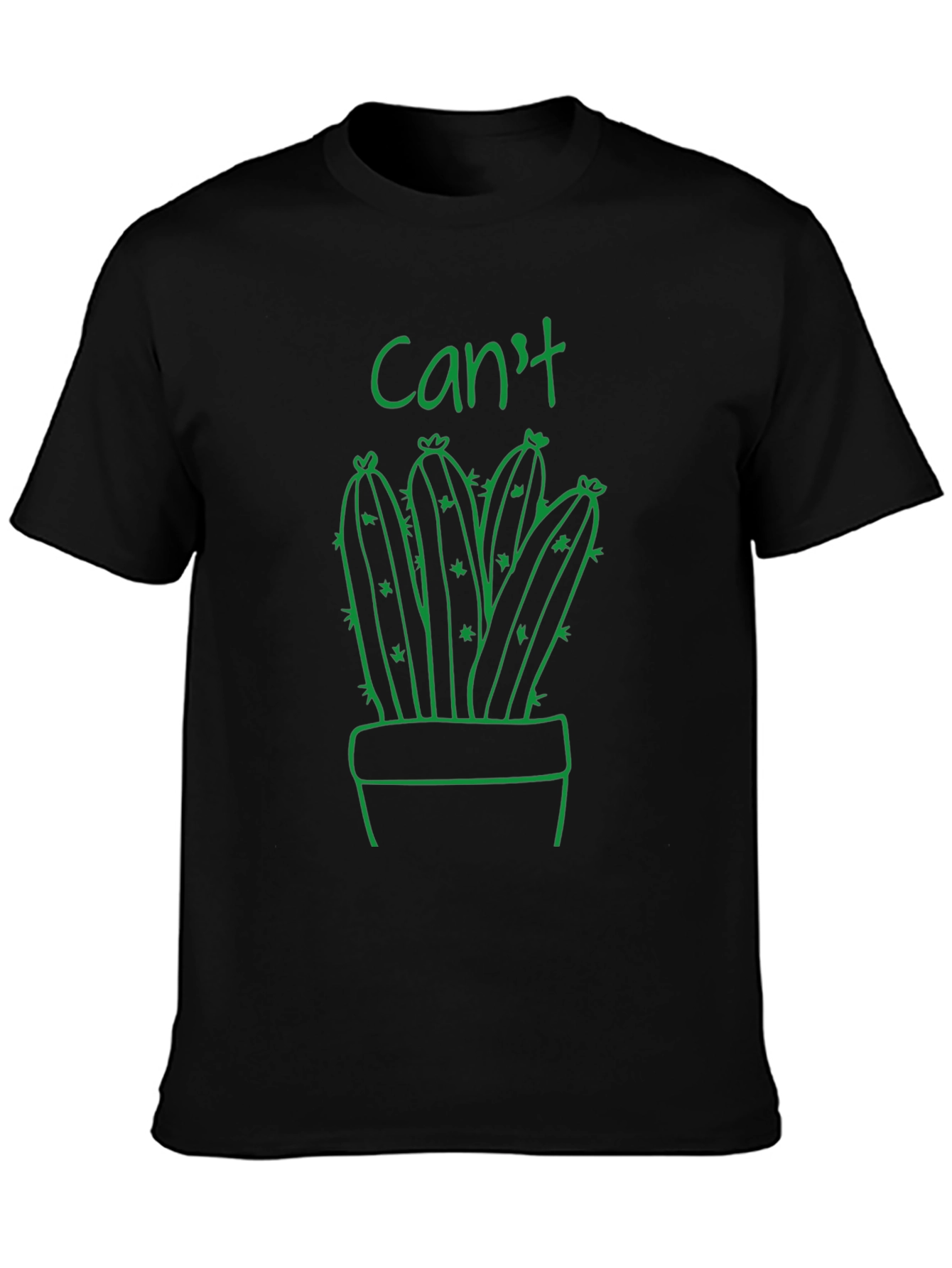 Black Cactus Pun Graphic Tee - "Can't" view 3