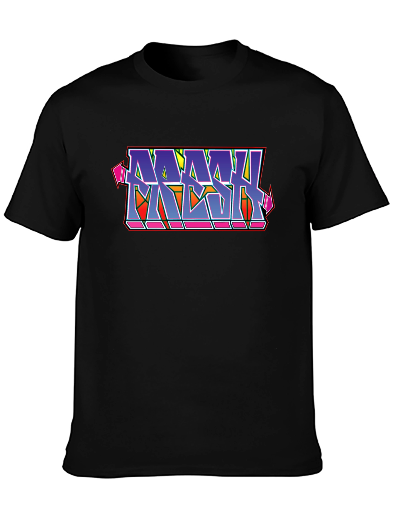 Black MASH Graffiti Style Black Cotton Graphic T-Shirt view 3