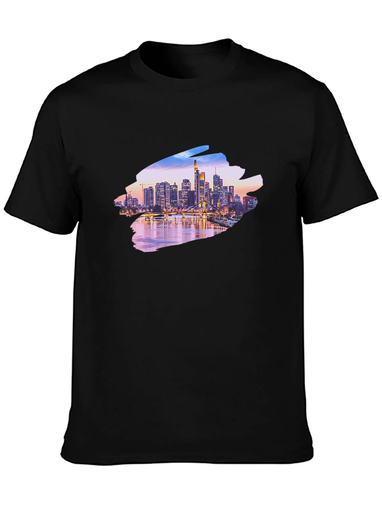 Black Cityscape Graphic Black T-Shirt view 3
