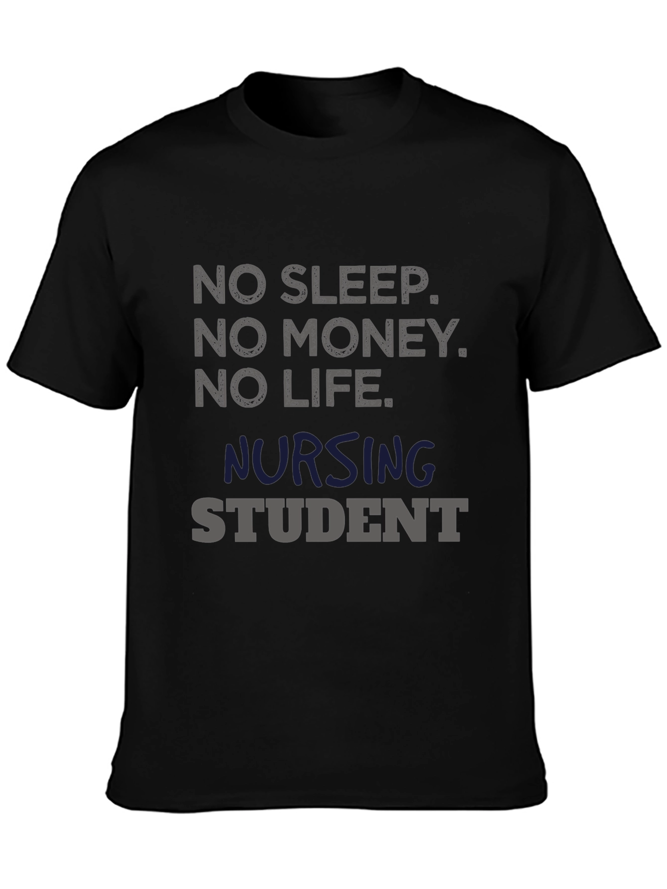 Black No Sleep Nursing Student T-Shirt - Black view 3