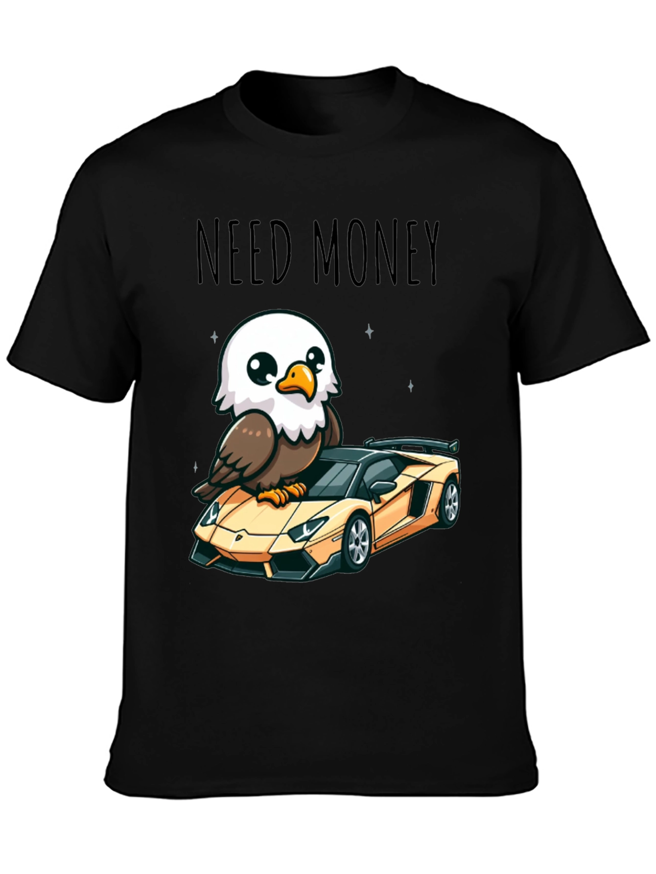 Black Need Money Eagle Car Graphic T-Shirt view 3