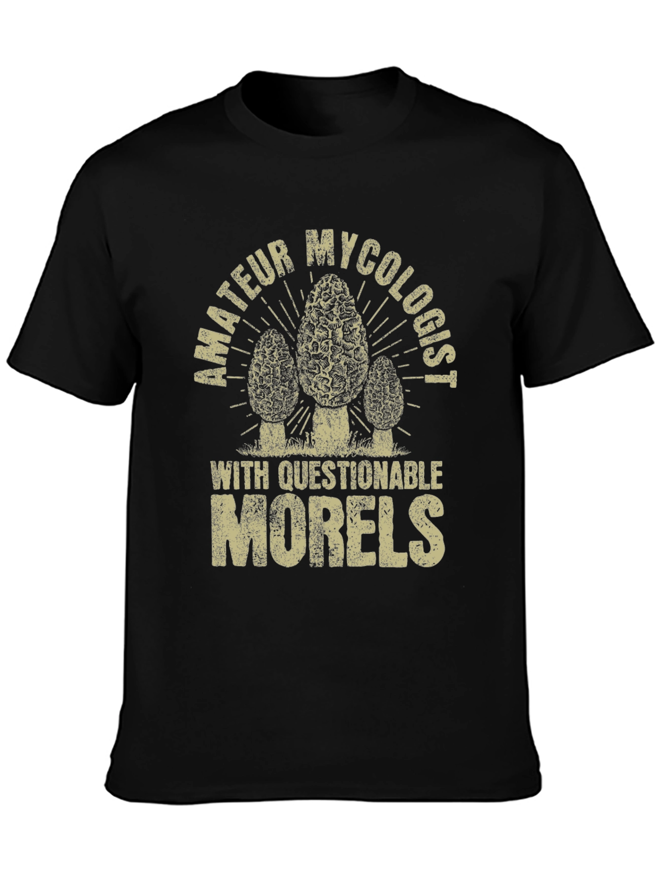 Black Amateur Mycologist Morel Mushroom T-Shirt view 3