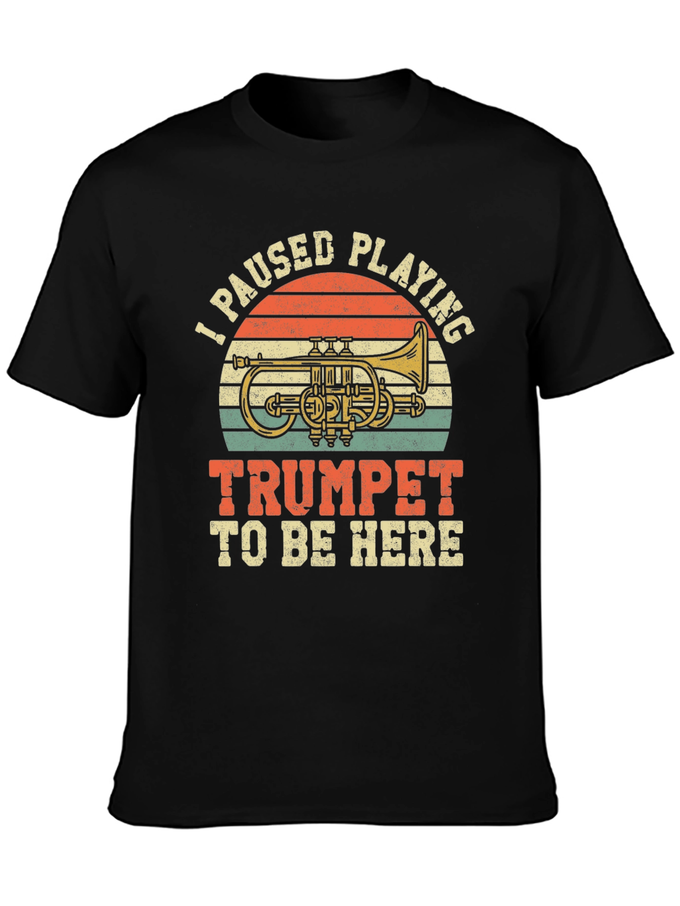 Black I Paused Playing Trumpet T-Shirt view 3