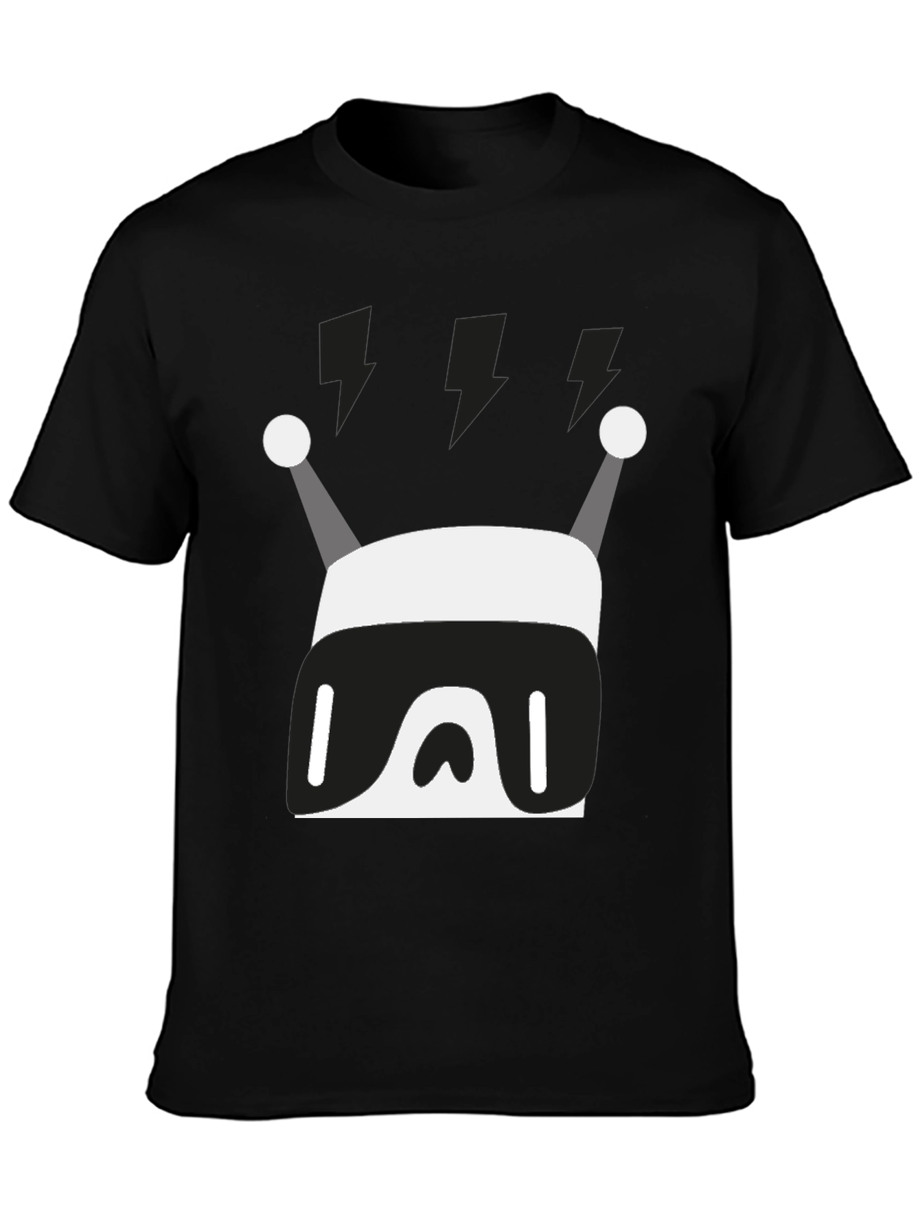 Black Modern Robot Graphic Print Black T-Shirt view 3