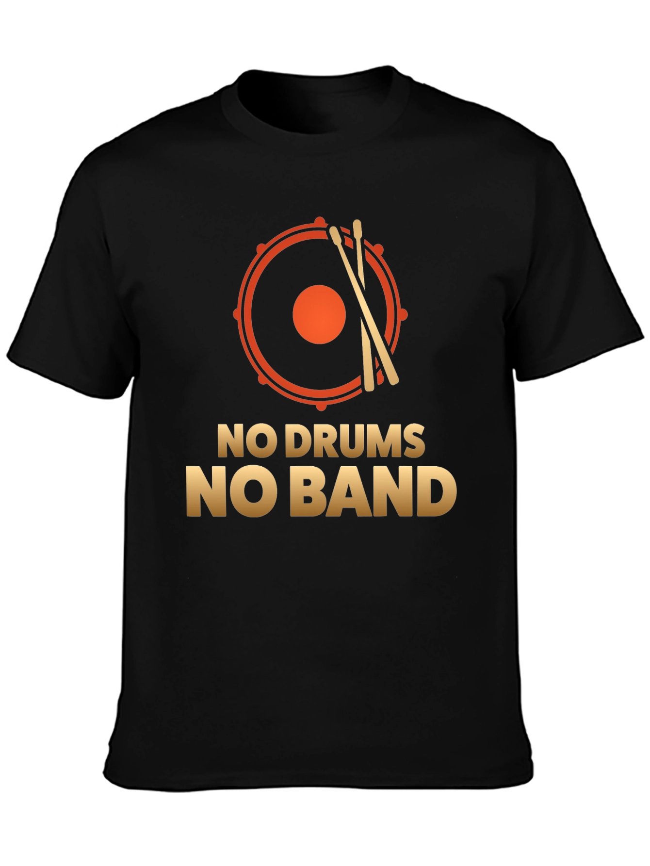 Black No Drums No Band T-Shirt: Music Lover Tee view 3