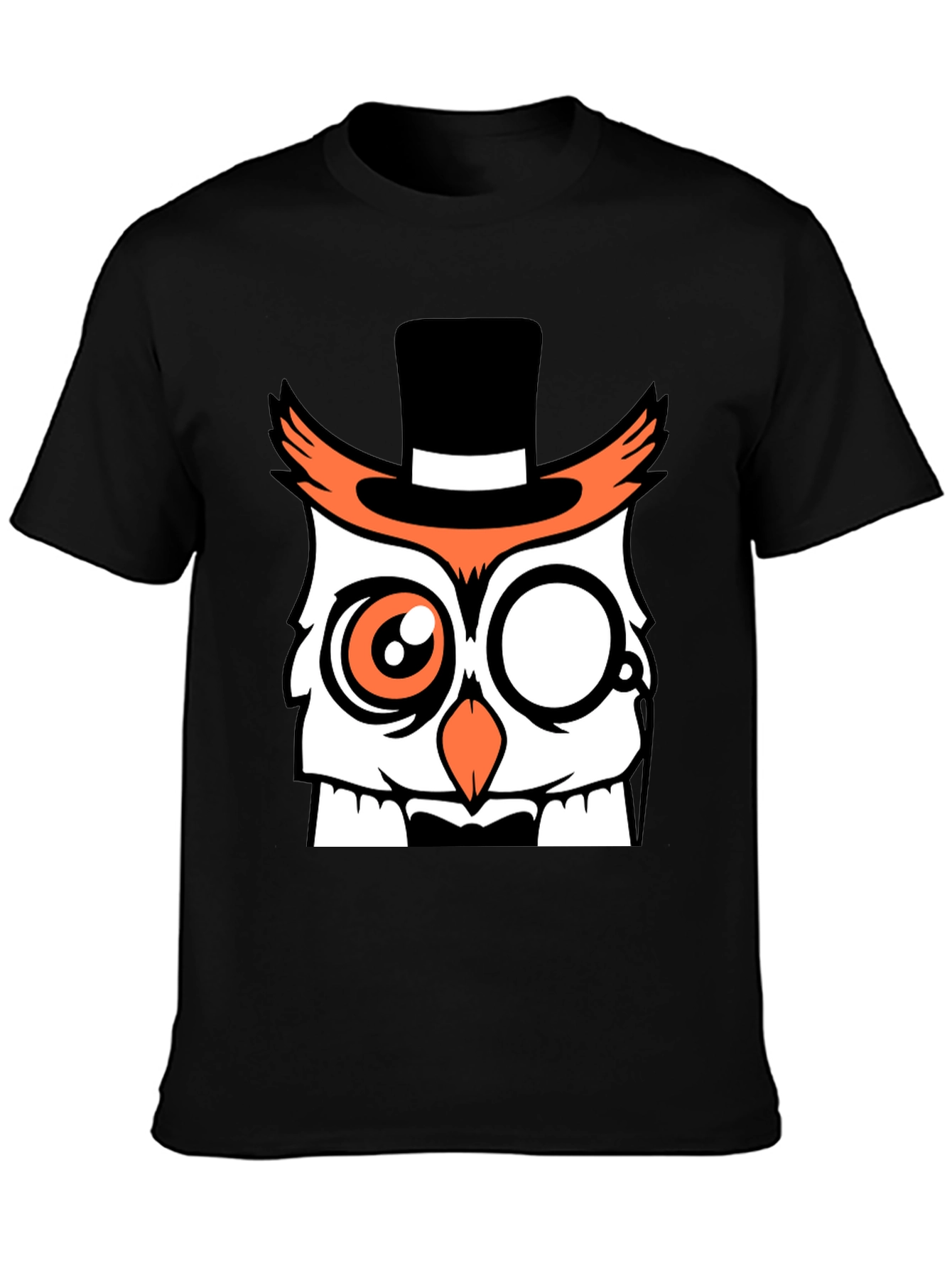 Black Dapper Owl T-Shirt - Funny Cartoon Design view 3