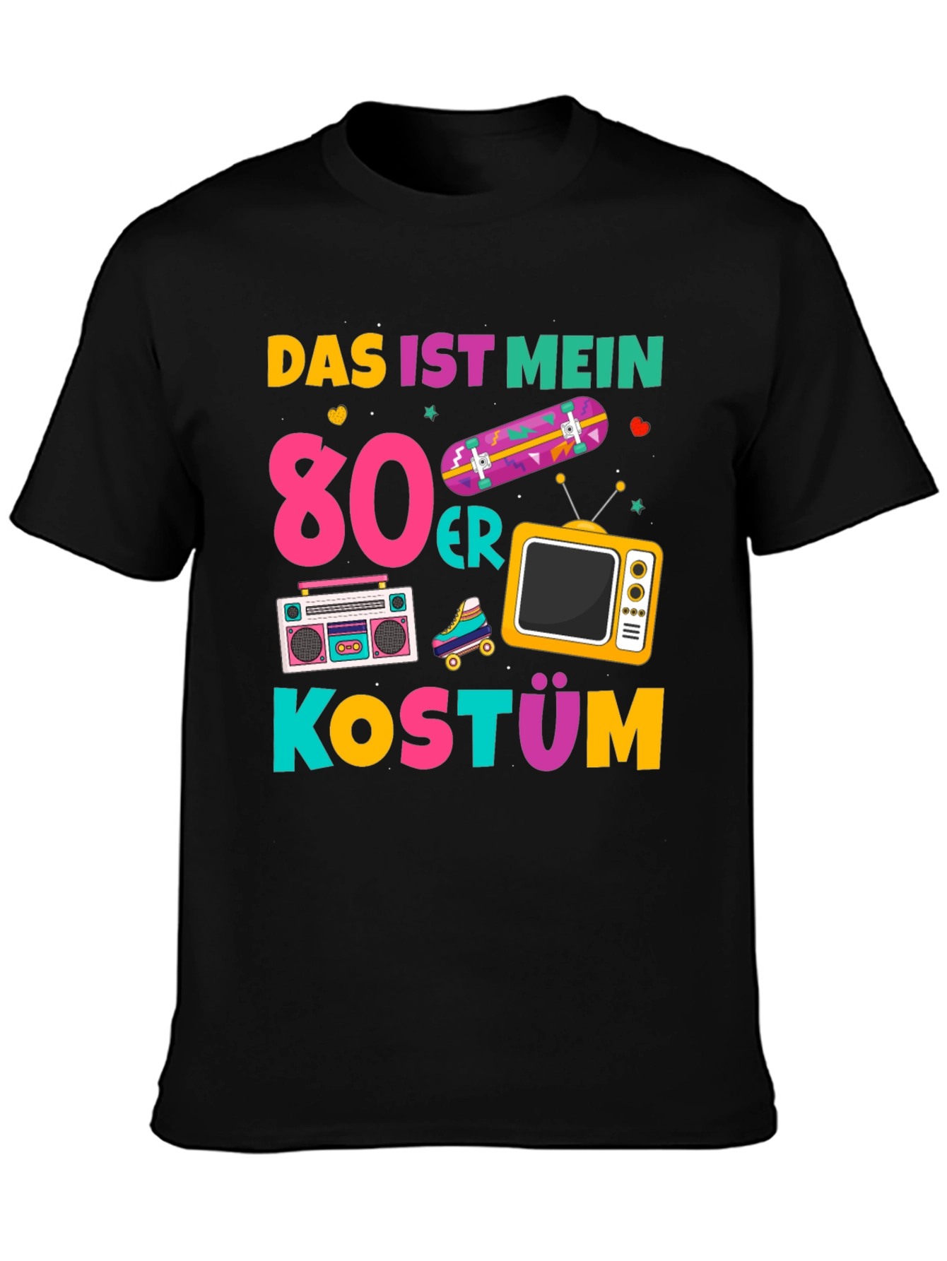 Black 80s Costume T-Shirt - Retro Style view 3