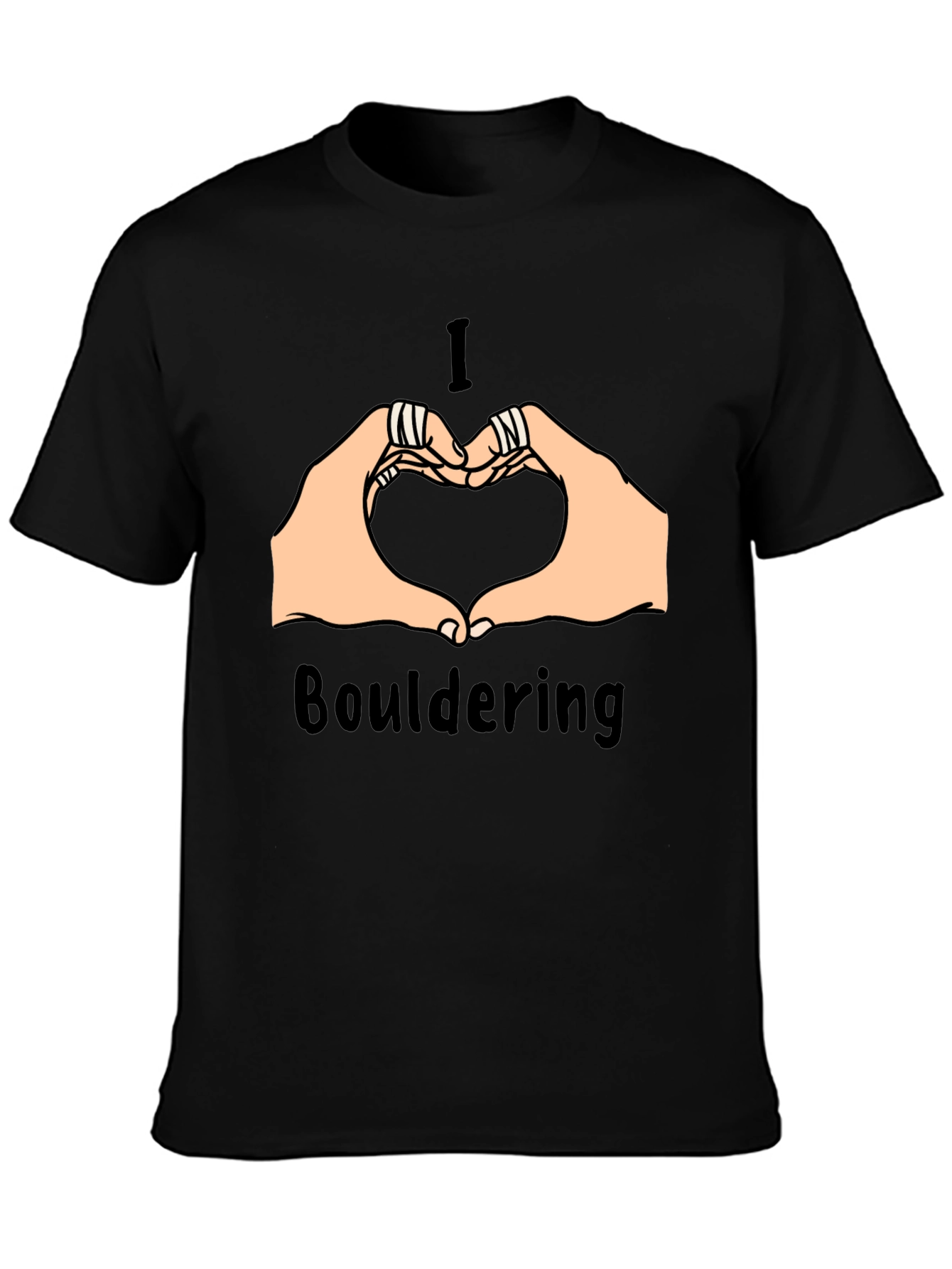 Black I Love Bouldering Heart Hands Graphic Tee view 3