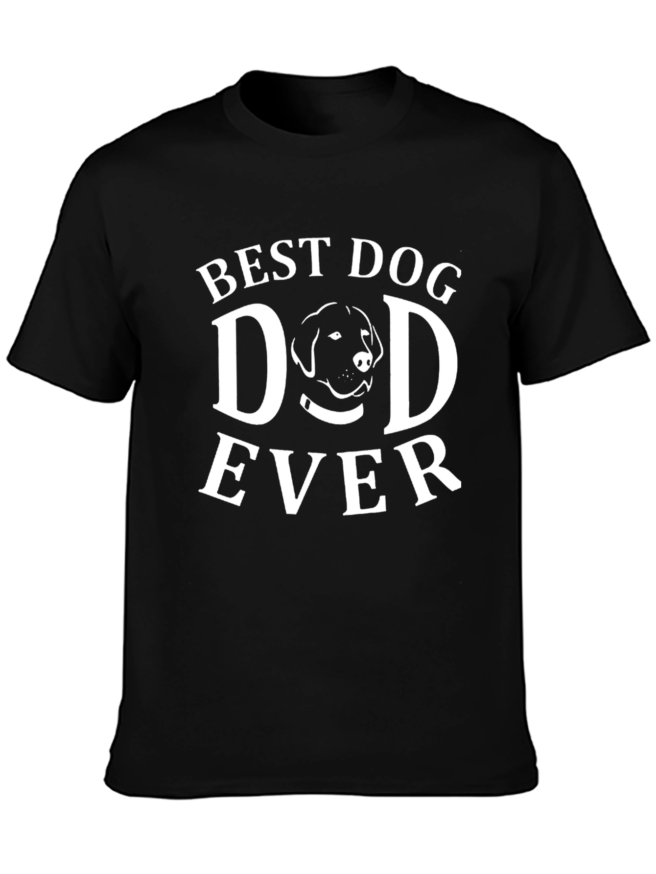 Black Best Dog Dad Ever T-Shirt - Black, Crew Neck, Short Sleeve view 3