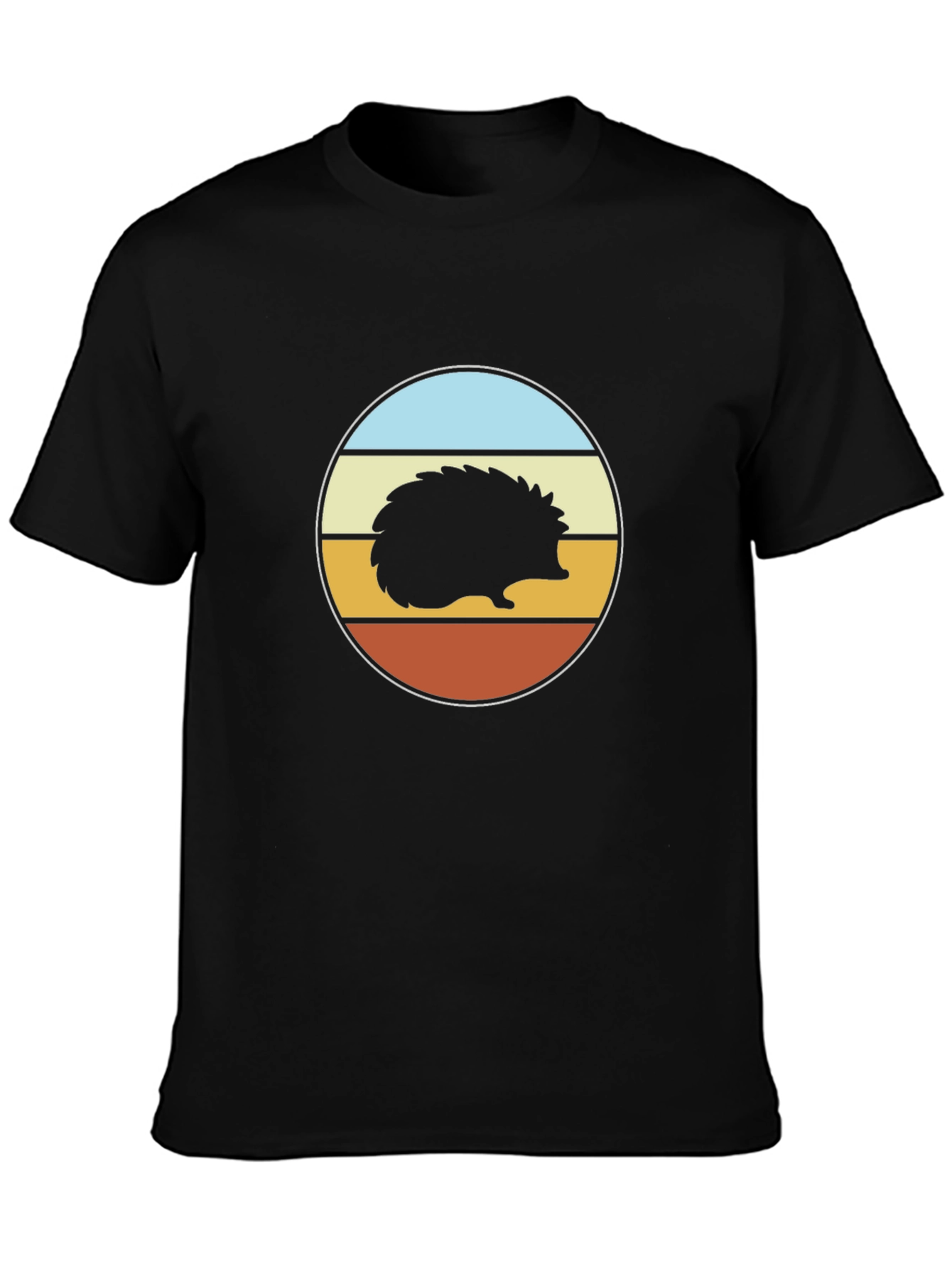 Black Retro Hedgehog Graphic Tee - Unisex Black T-Shirt view 3