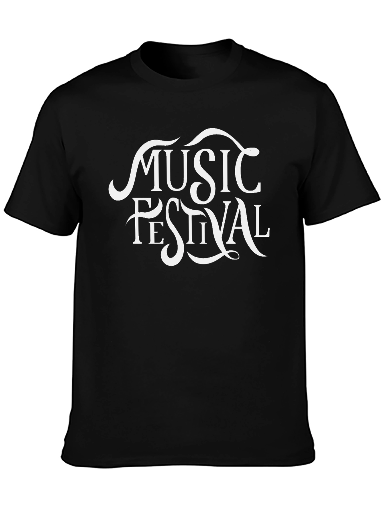 Black Music Festival Graphic Tee - Black Cotton T-Shirt view 3