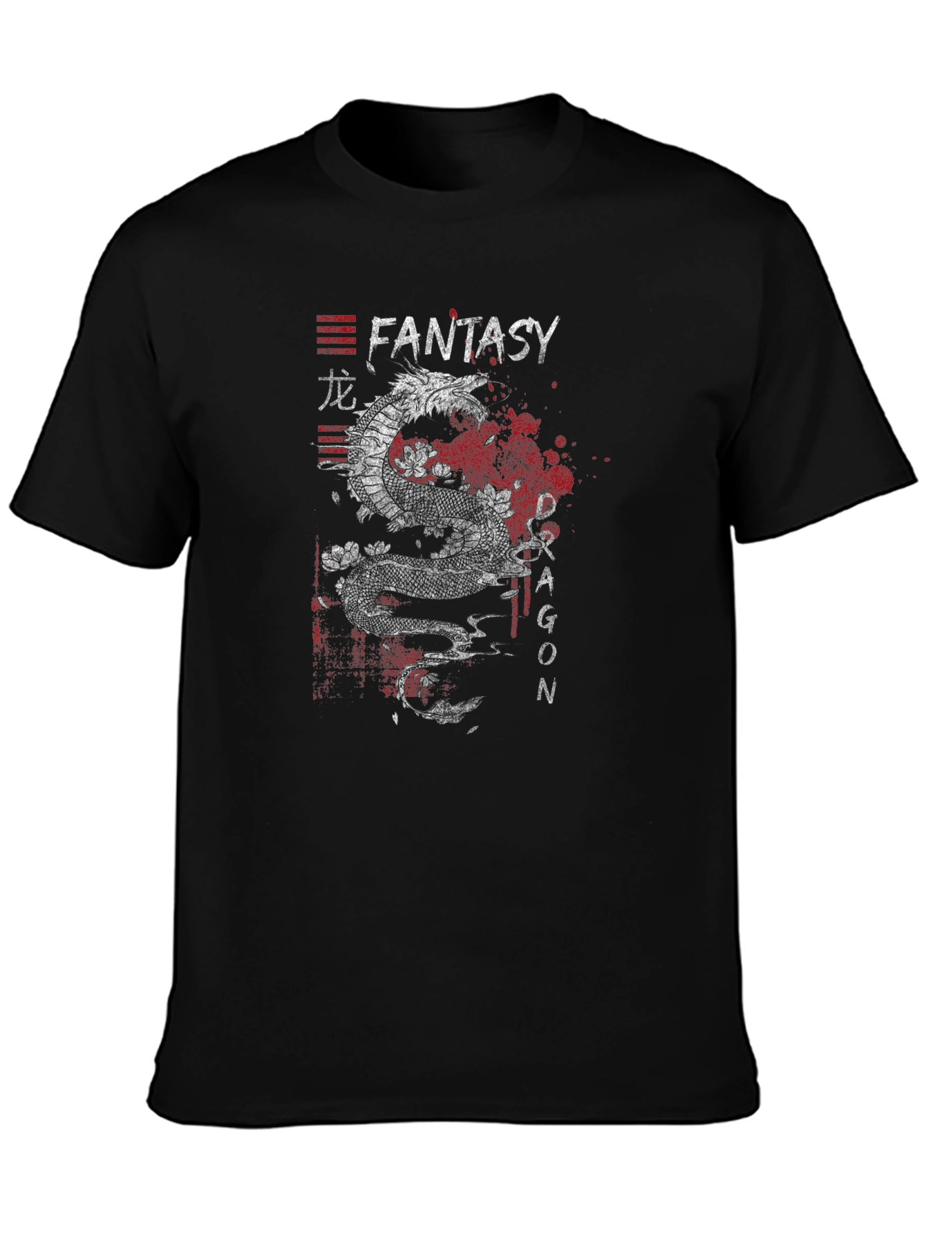 Black Fantasy Dragon Graphic Tee - Black T-Shirt view 3