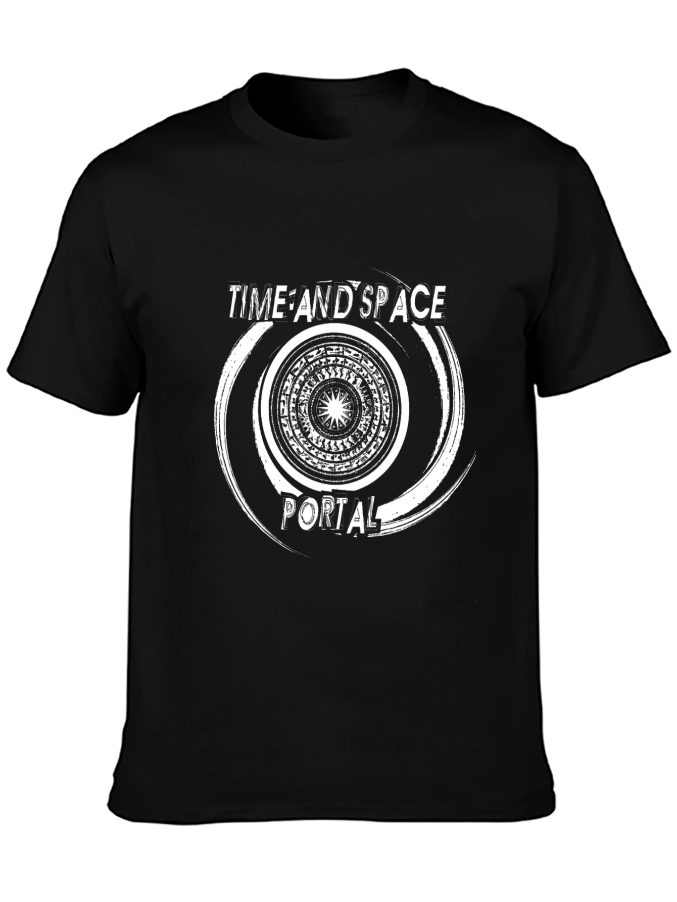 Black Time and Space Portal Black T-Shirt view 3