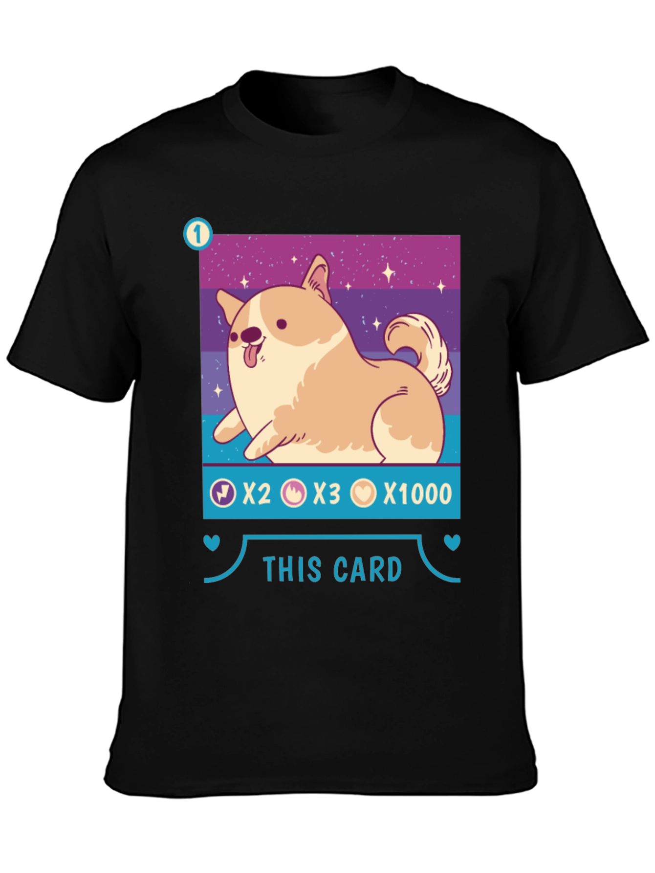 Black Corgi Card Game T-Shirt - Cute & Stylish! view 3