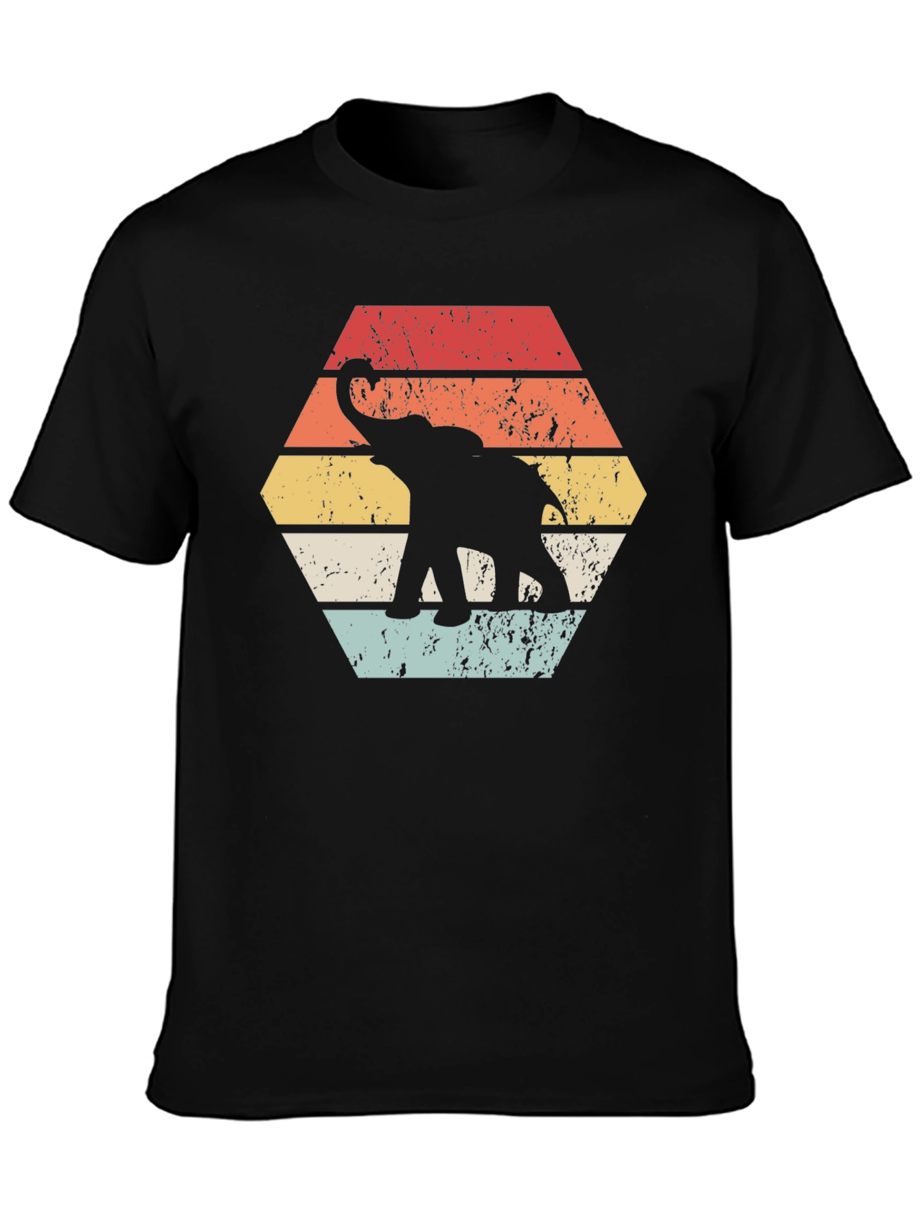 Black Retro Elephant Graphic Tee - Unisex Black T-Shirt view 3
