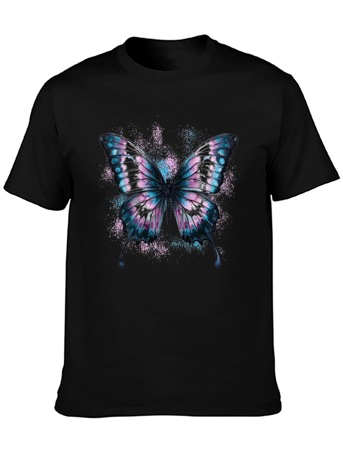 Black Butterfly Graphic Black Cotton T-Shirt view 3