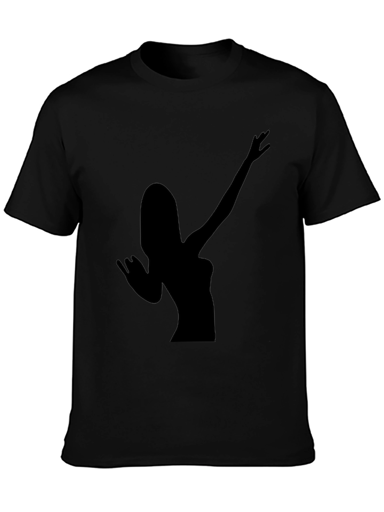 Black Silhouette Woman Gesture Black T-Shirt view 3