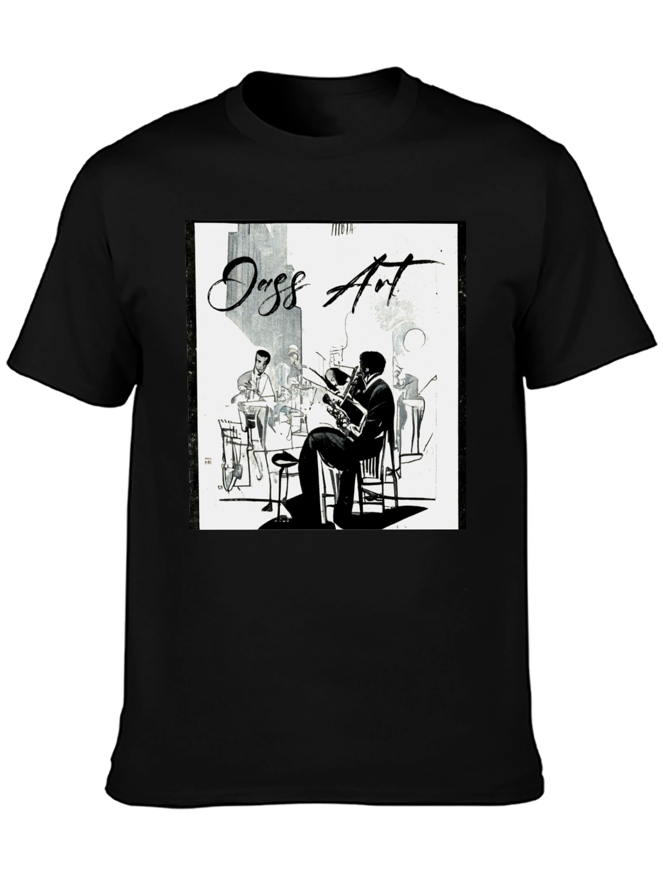 Black Jazz Art Graphic T-Shirt view 3