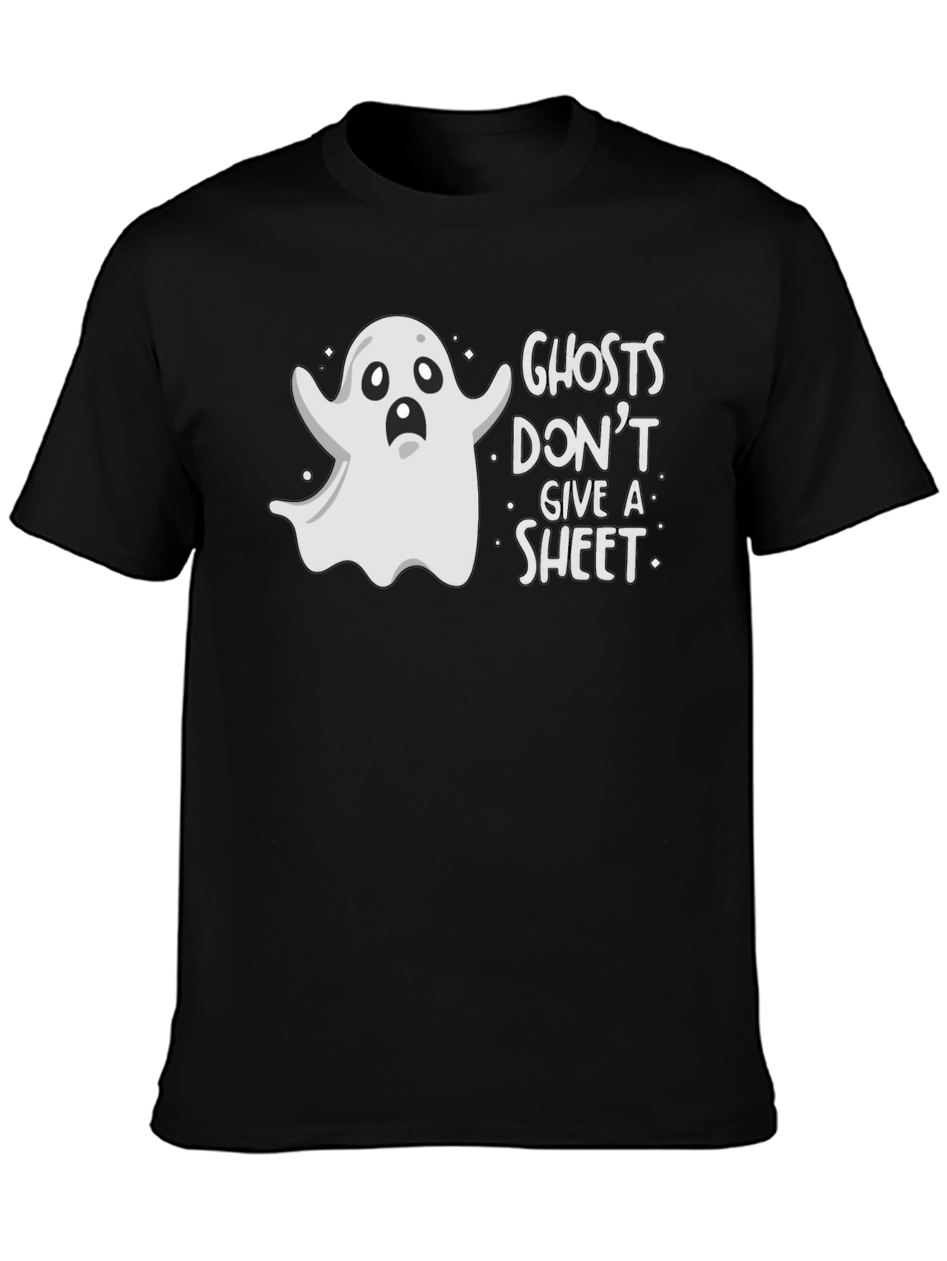 Black Funny Ghosts Don't Give A Sheet Graphic T-Shirt view 3