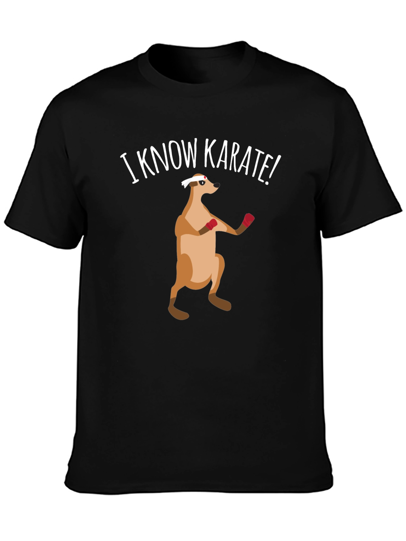 Black Funny Karate Meerkat Black T-Shirt view 3