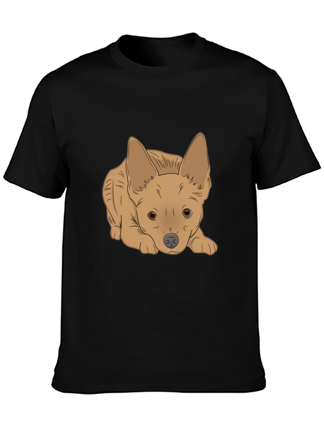 Black Cute Puppy Graphic Tee - Black Cotton T-Shirt view 3