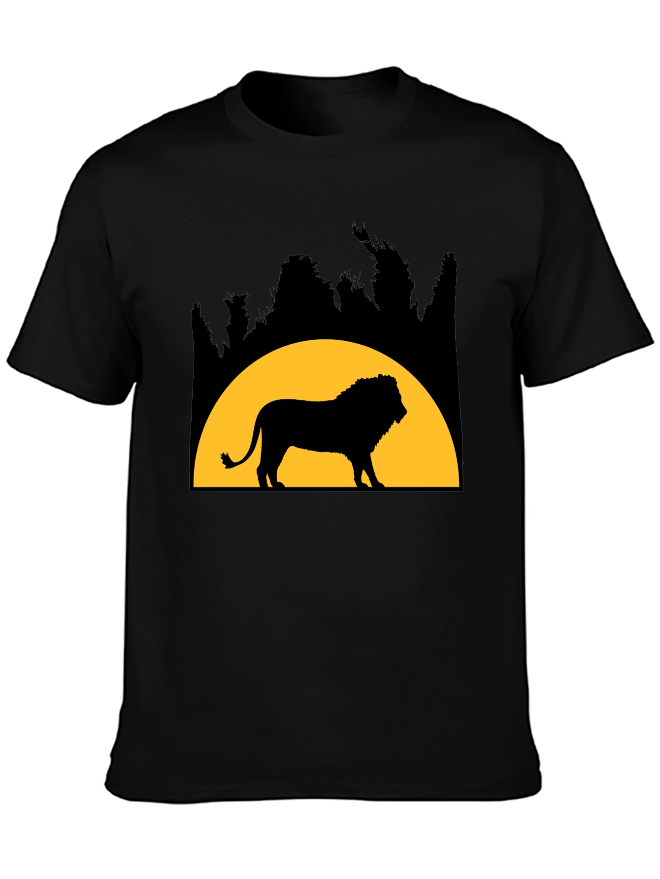 Black Lion Silhouette Graphic Tee - Black Cotton Blend view 3