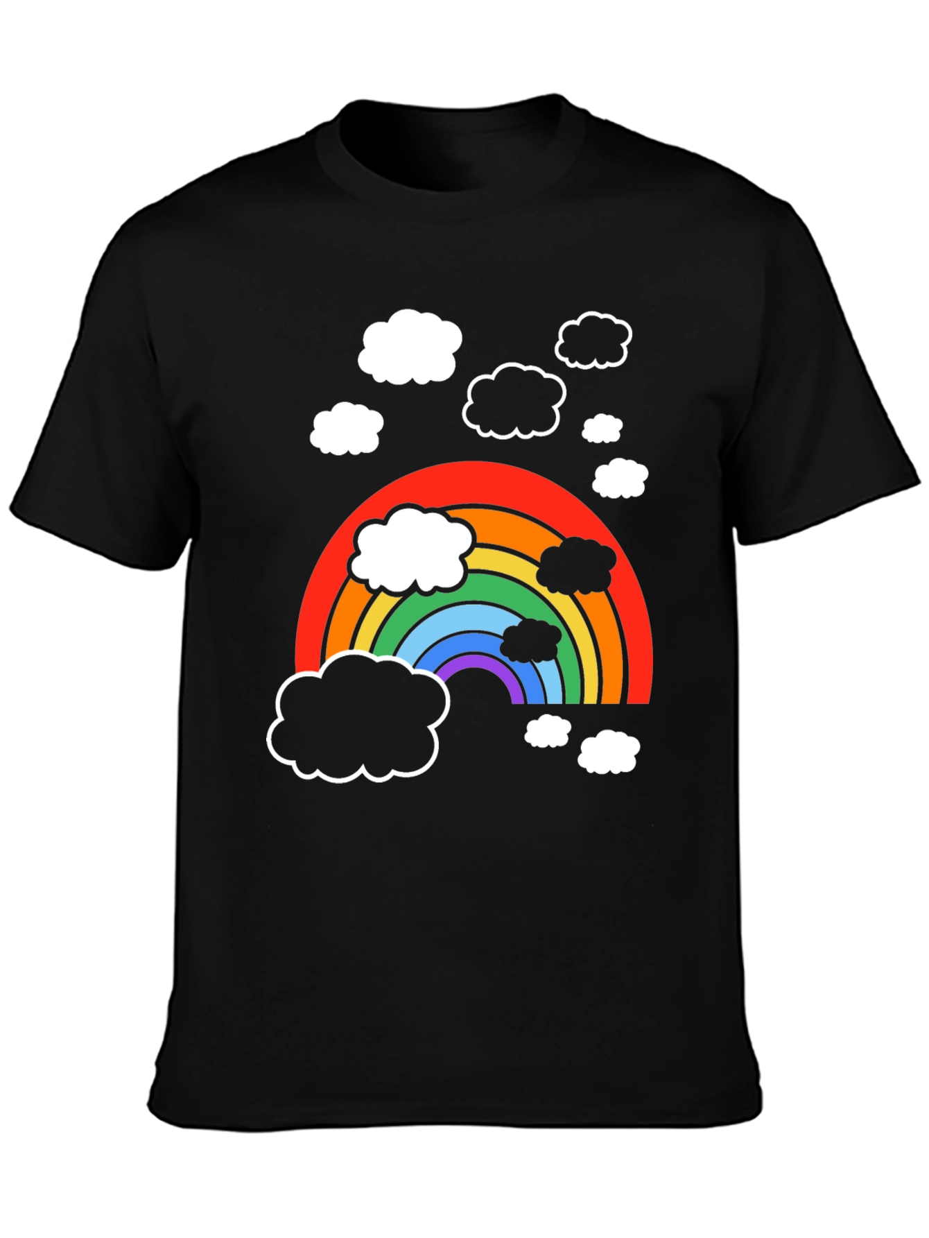 Black Rainbow Cloud Graphic T-Shirt - Soft Cotton Blend view 3