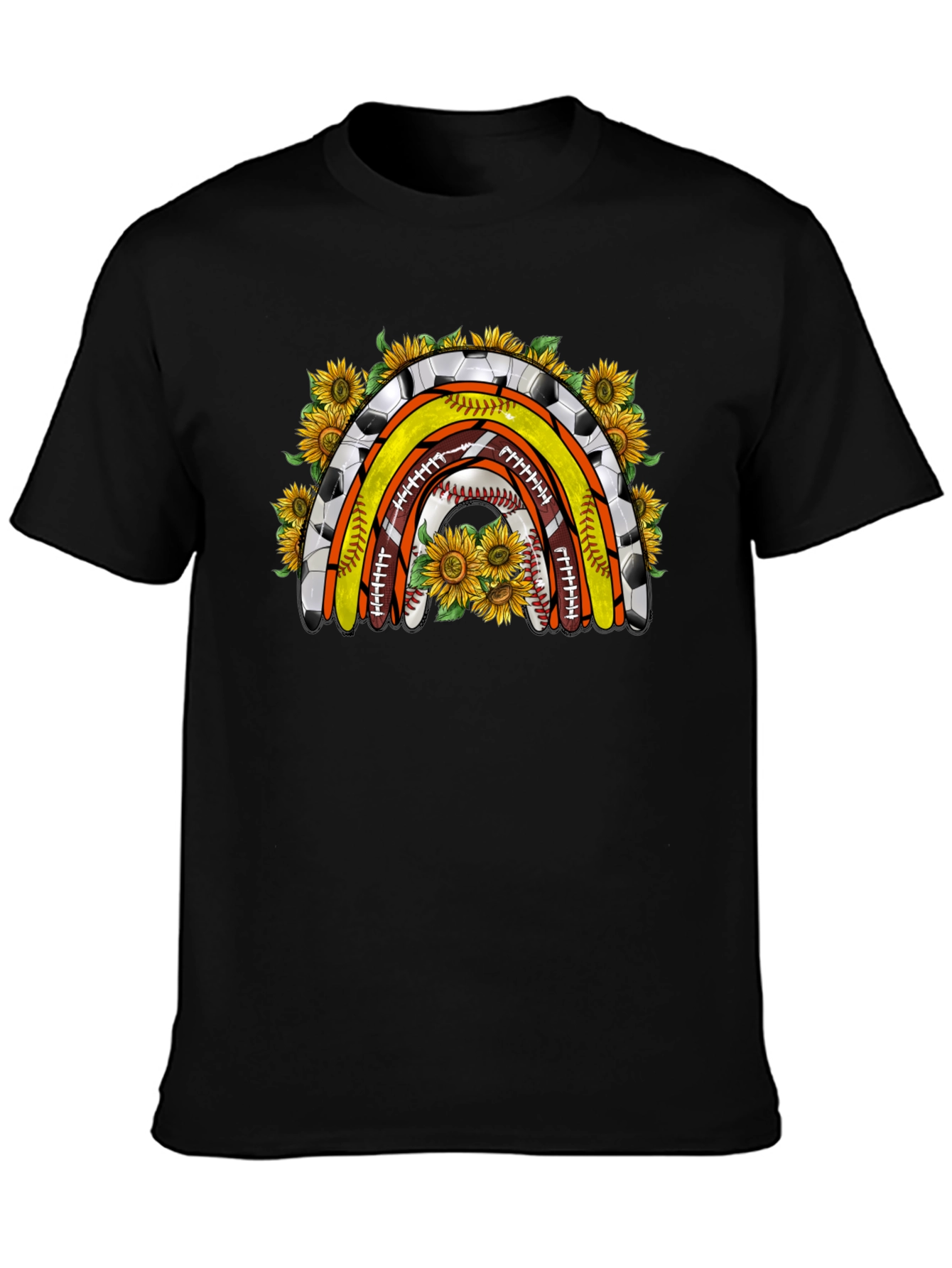 Black Sports Rainbow with Sunflowers T-Shirt view 3