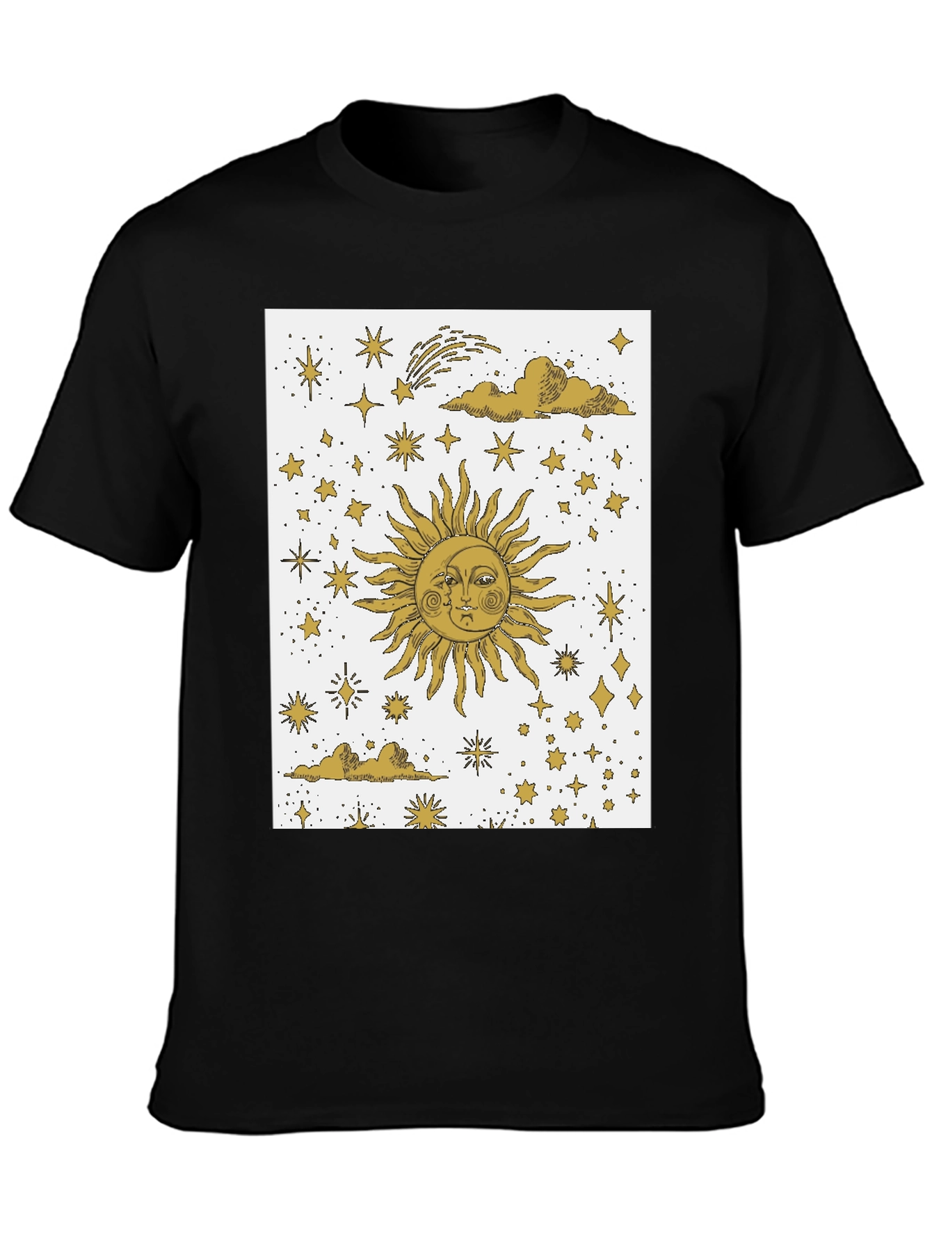Black Celestial Sun & Moon Graphic Tee - Black Cotton Blend view 3